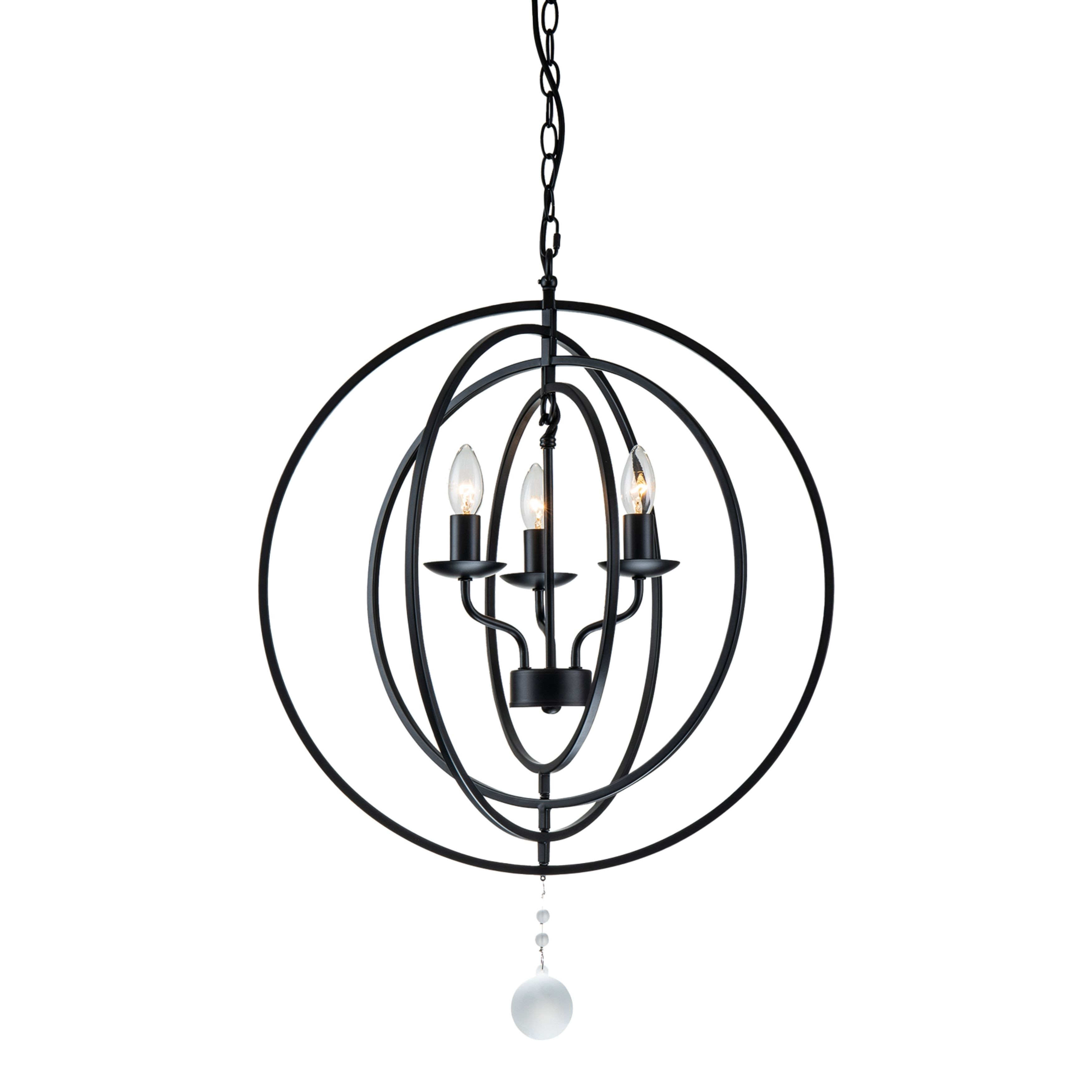 Maxwell 3 Light Black Orb Candle Pendant Chandelier