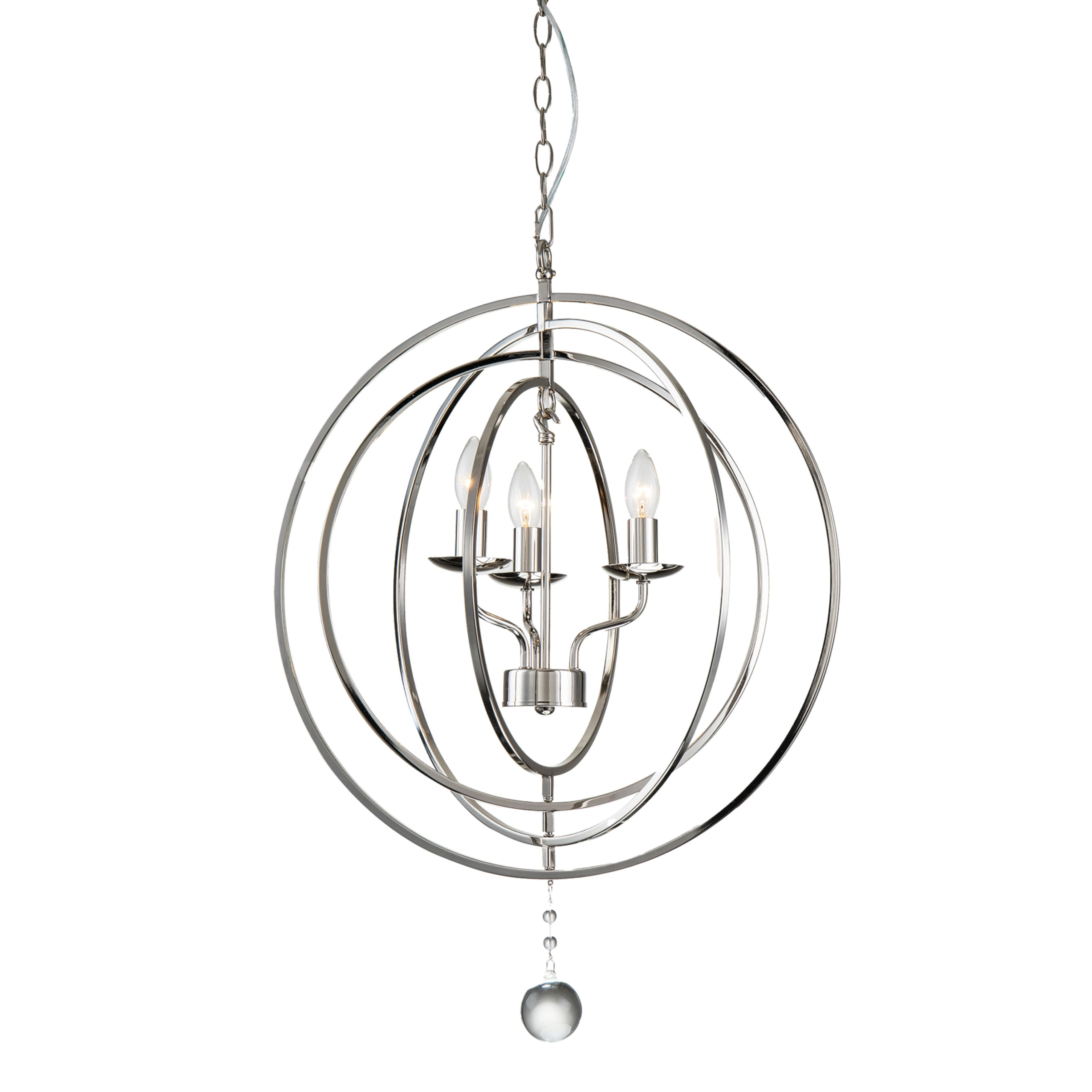Maxwell 3 Light Nickel Orb Candle Pendant Chandelier