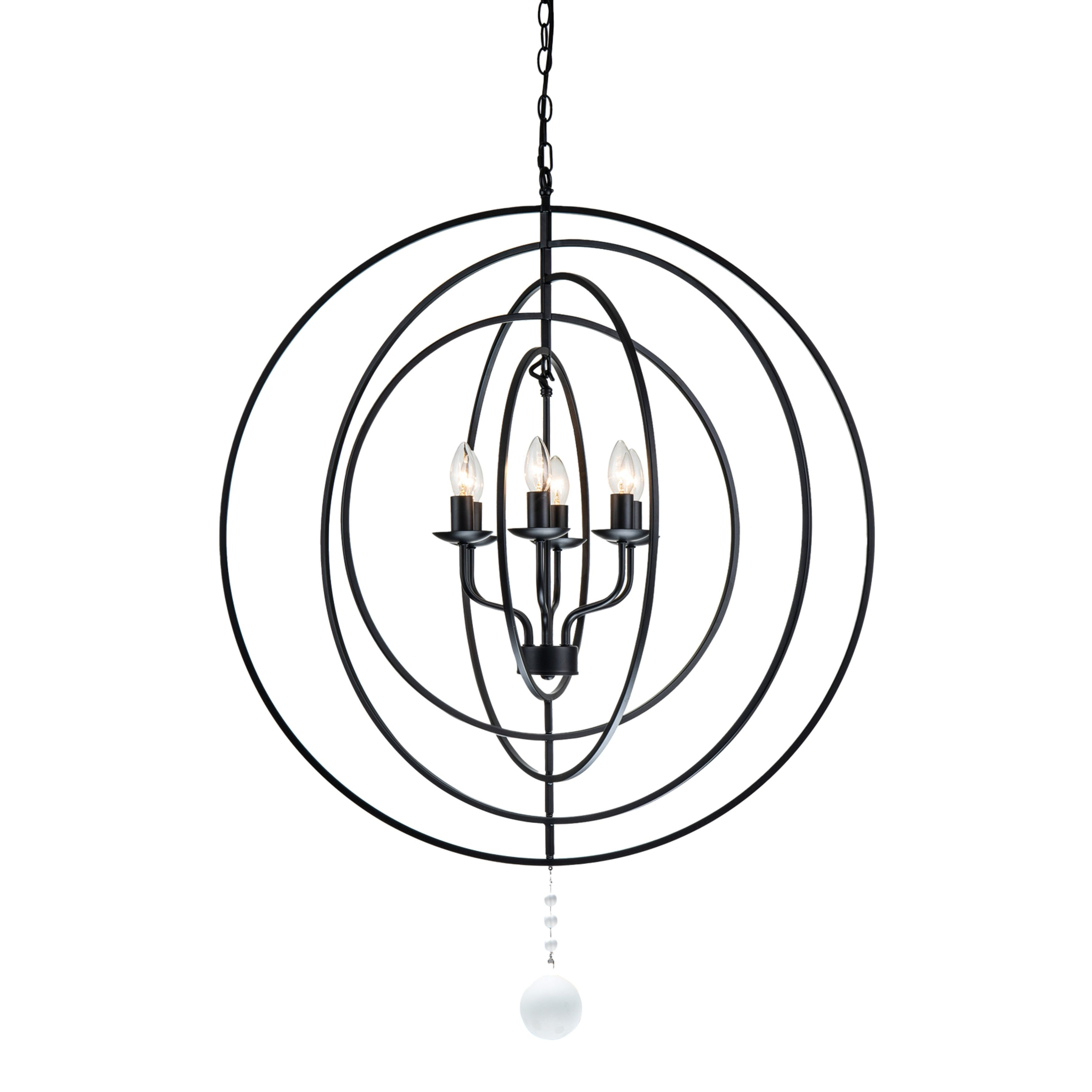 Maxwell 6 Light Black Orb Candle Pendant Chandelier
