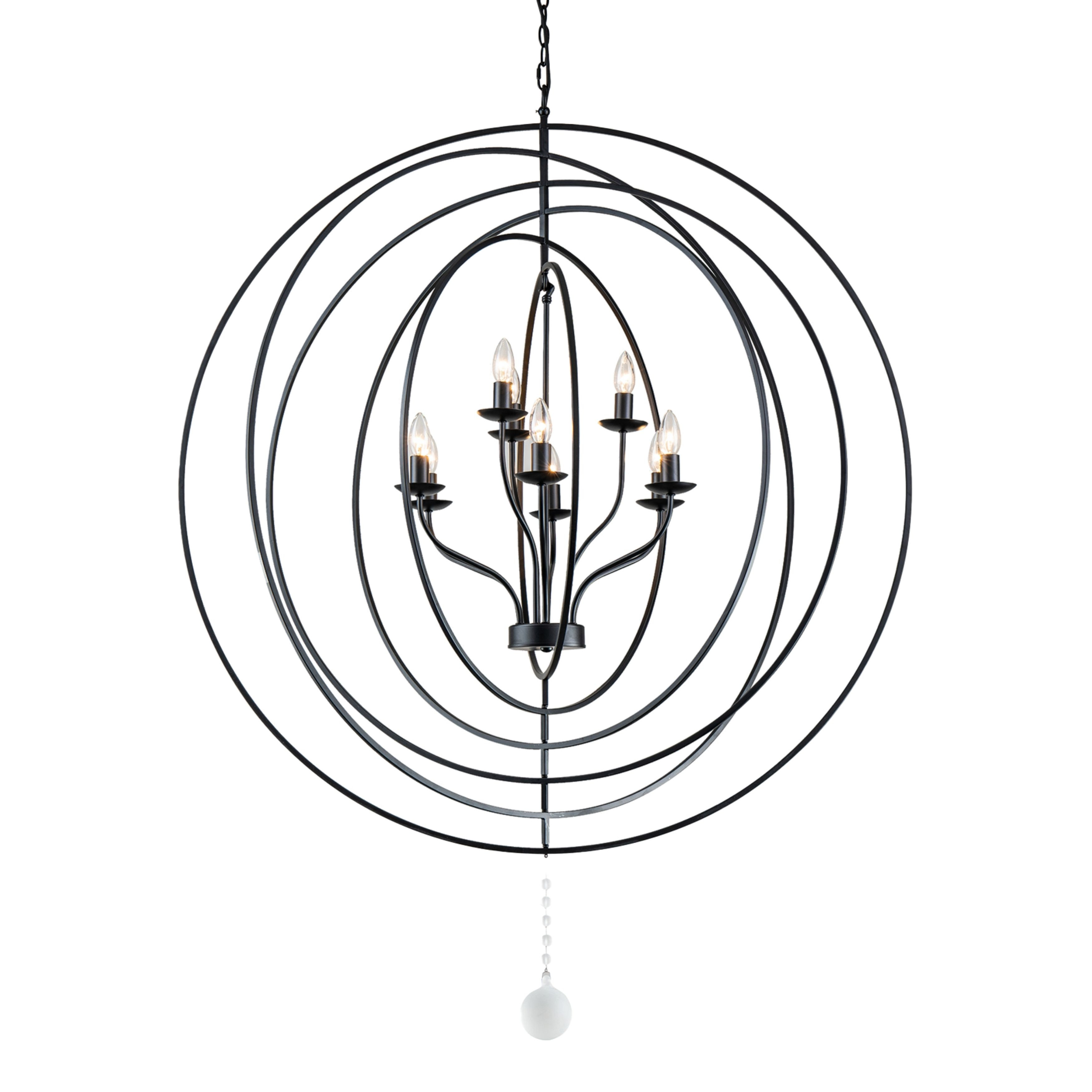 Maxwell 9 Light Black Orb Candle Pendant Chandelier