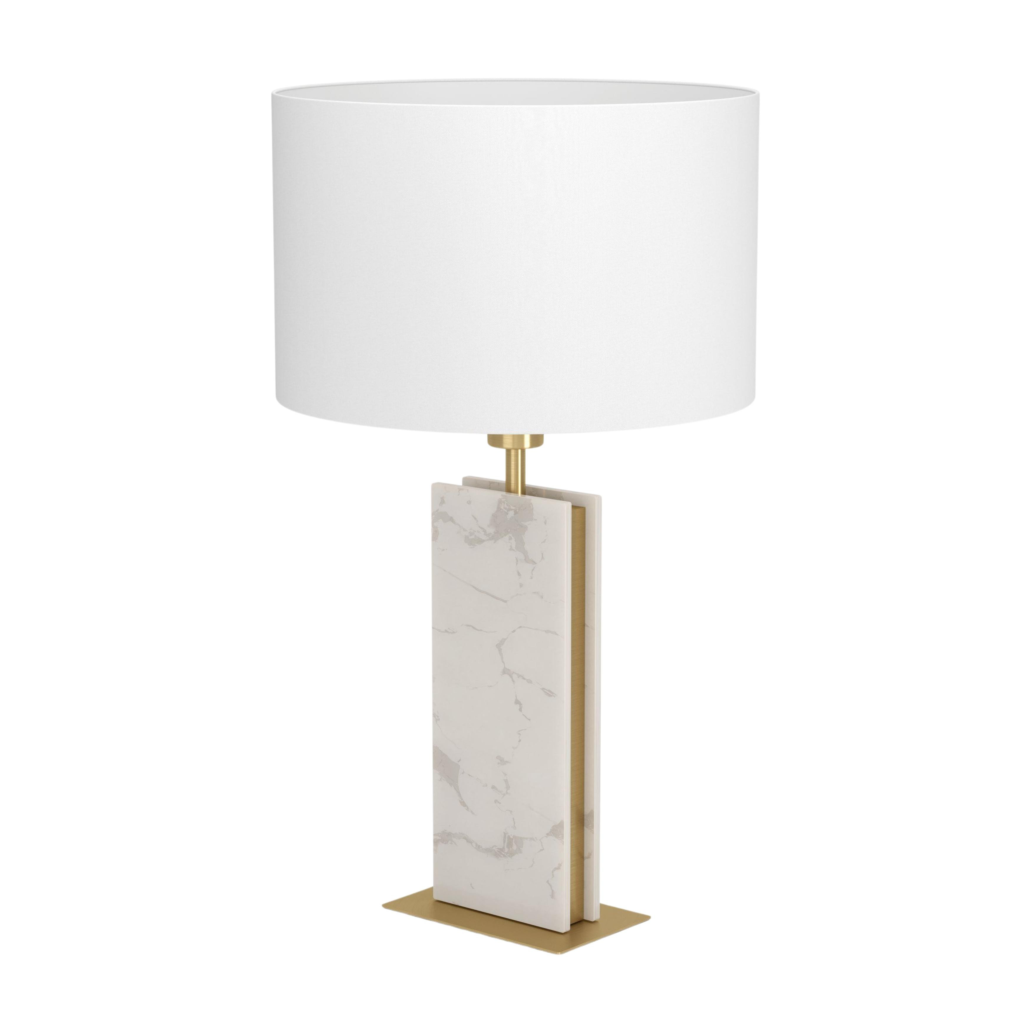Belesar Brushed Brass White Stone Table Lamp