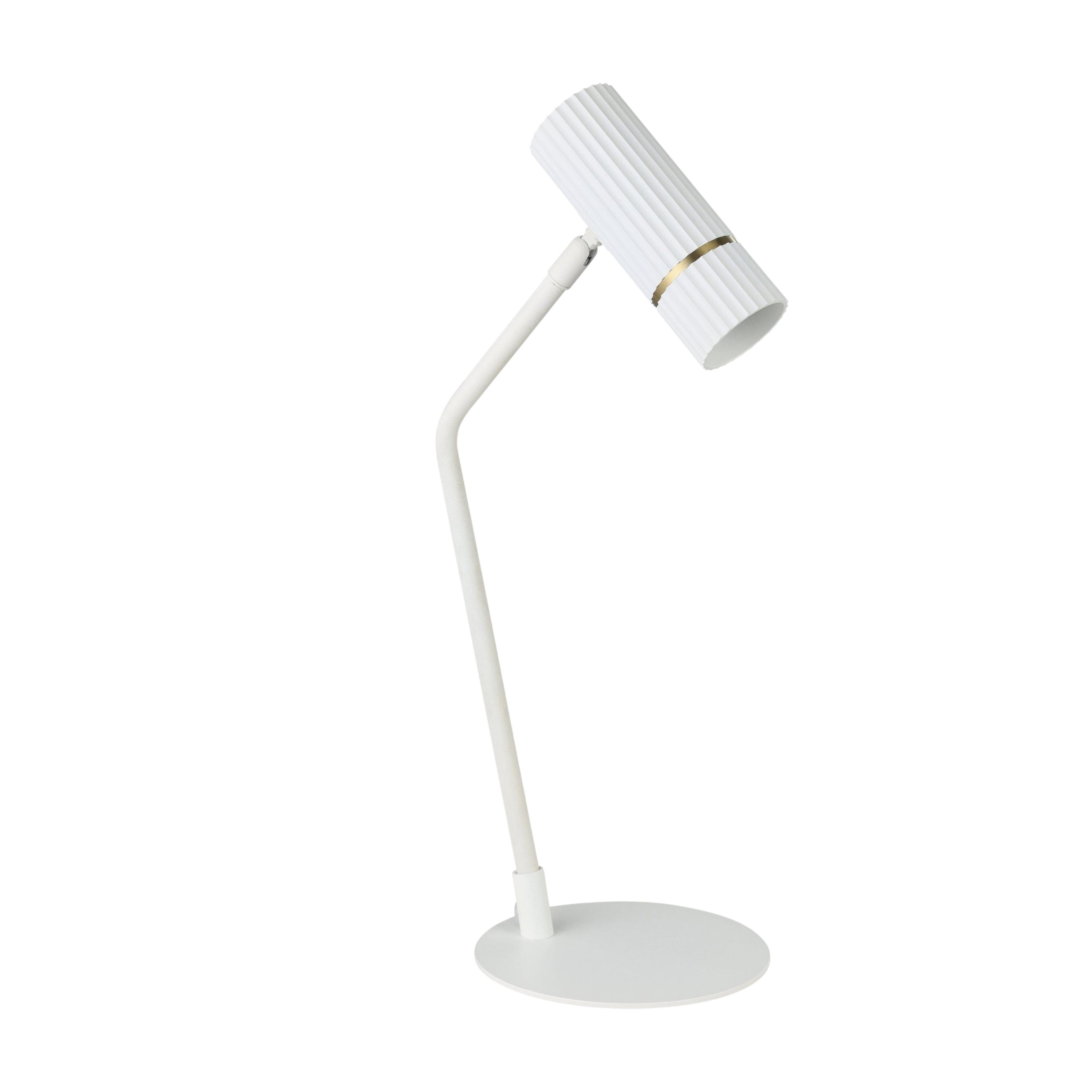 Caminia White Ribbed Bedside Table Desk Lamp