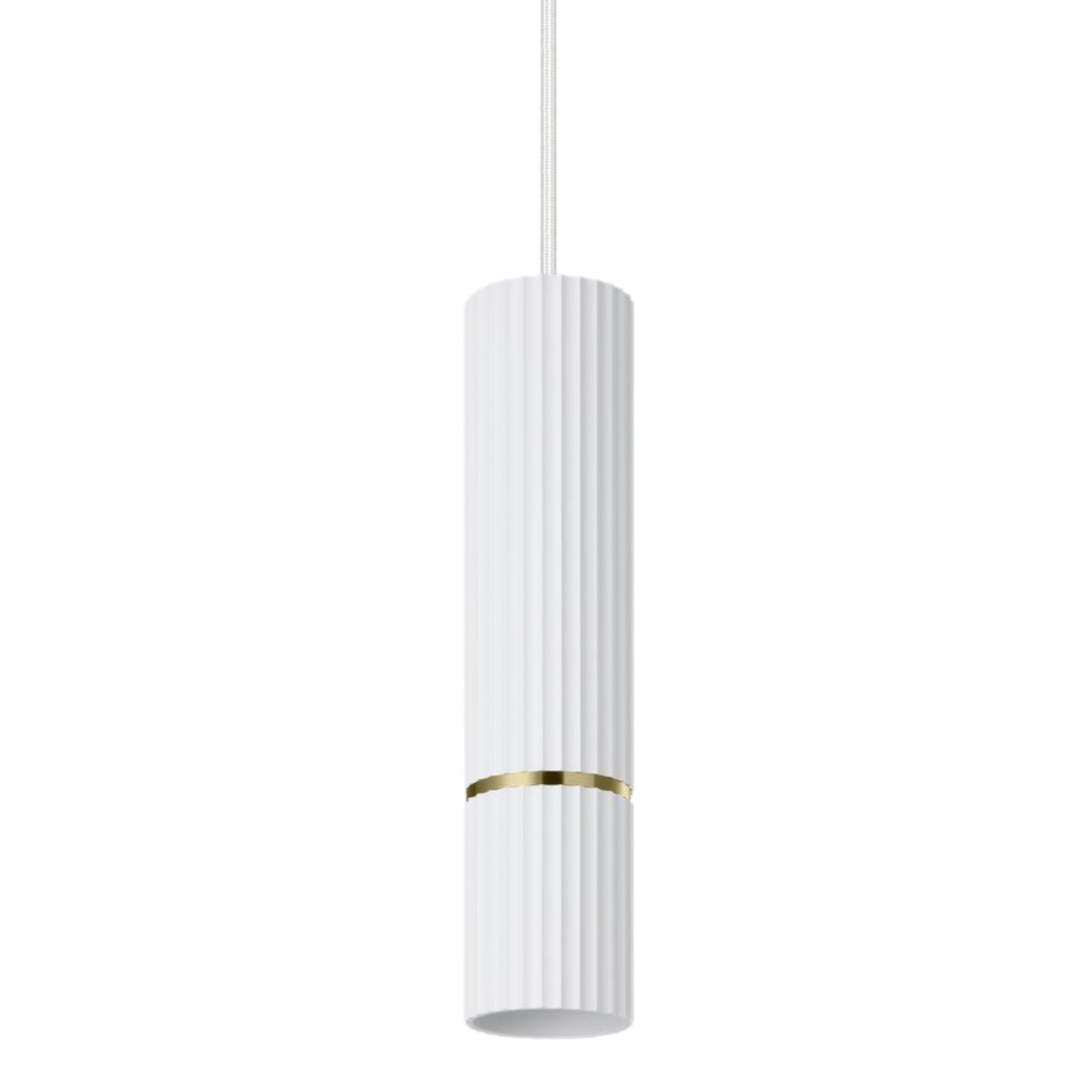 Caminia White Ribbed Tube Pendant Light