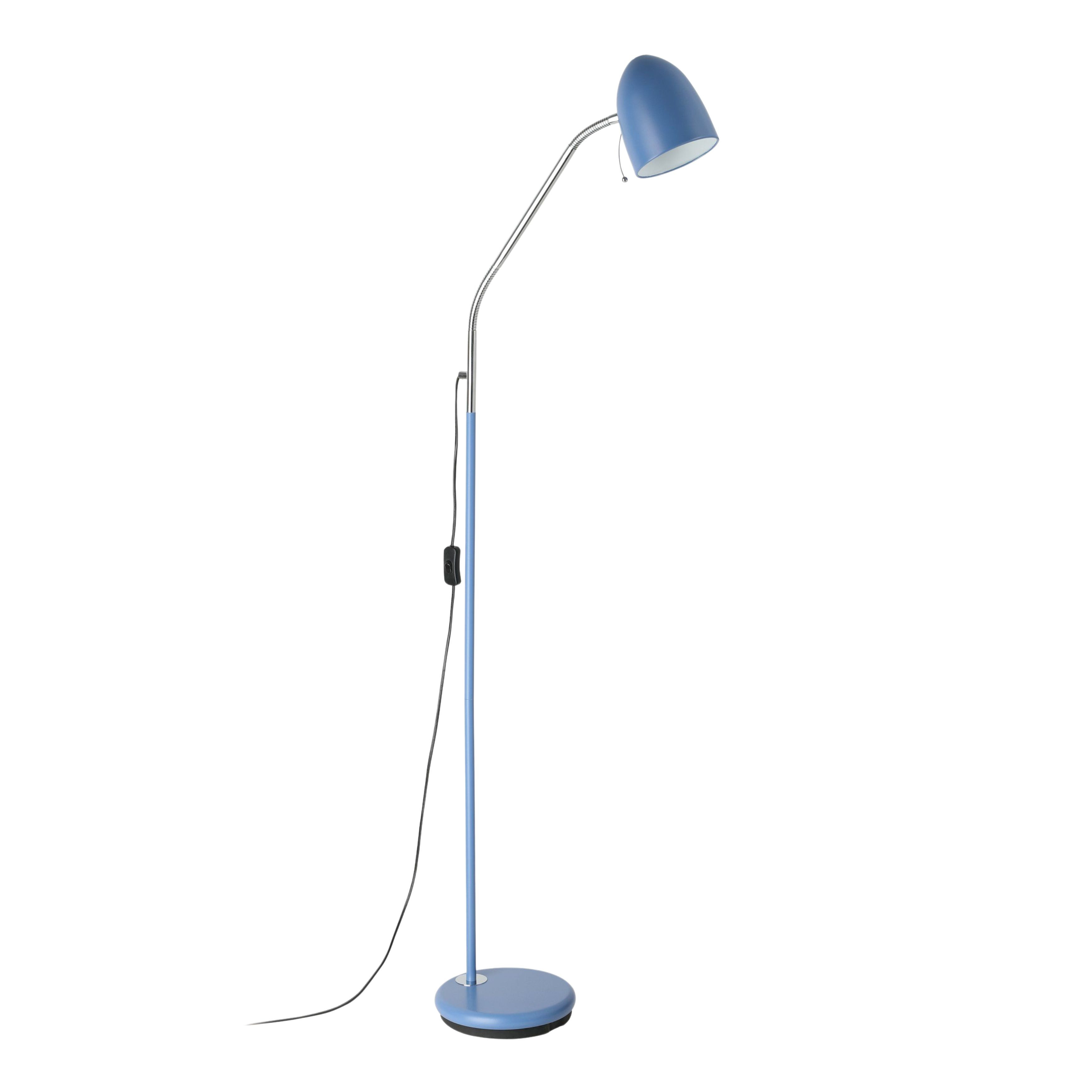 Lara Pastel Light Blue Steel Cone Shade Angled Floor Lamp