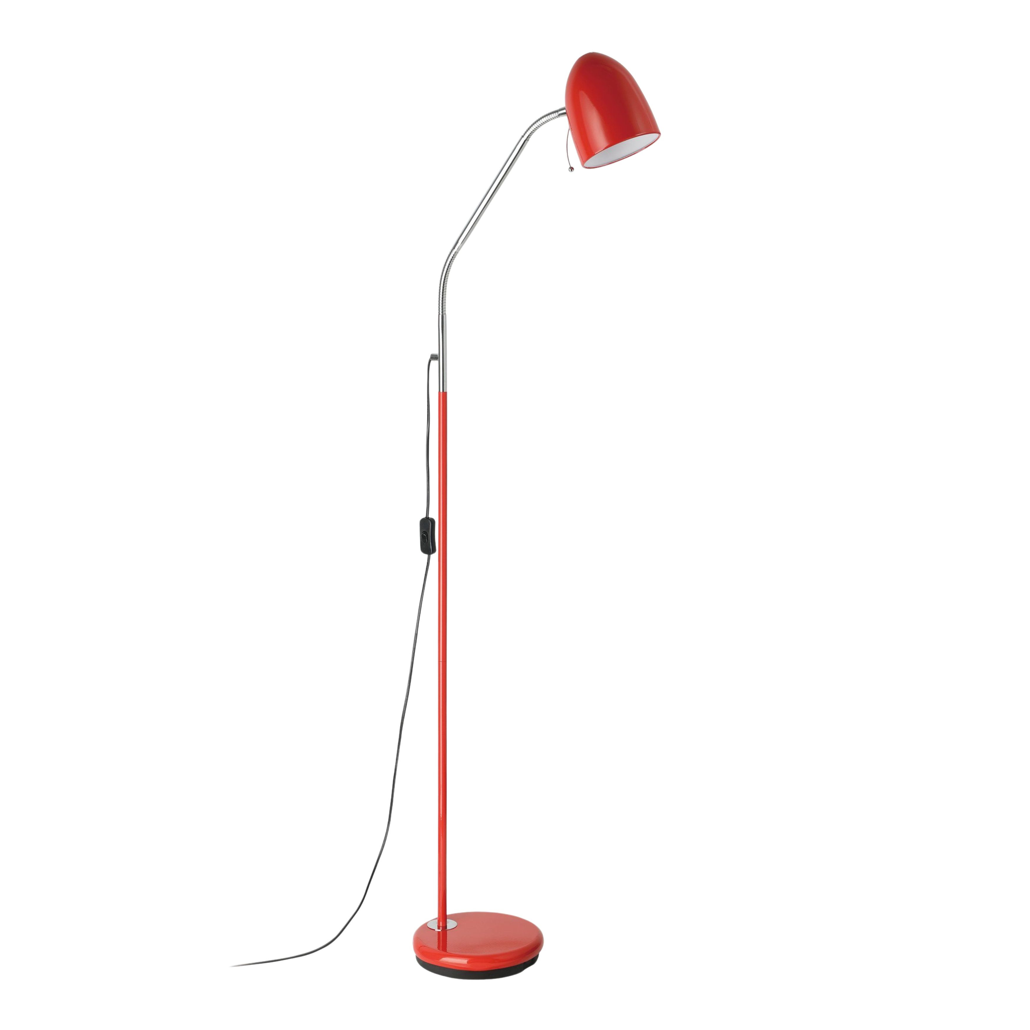 Lara Red Steel Cone Shade Angled Floor Lamp