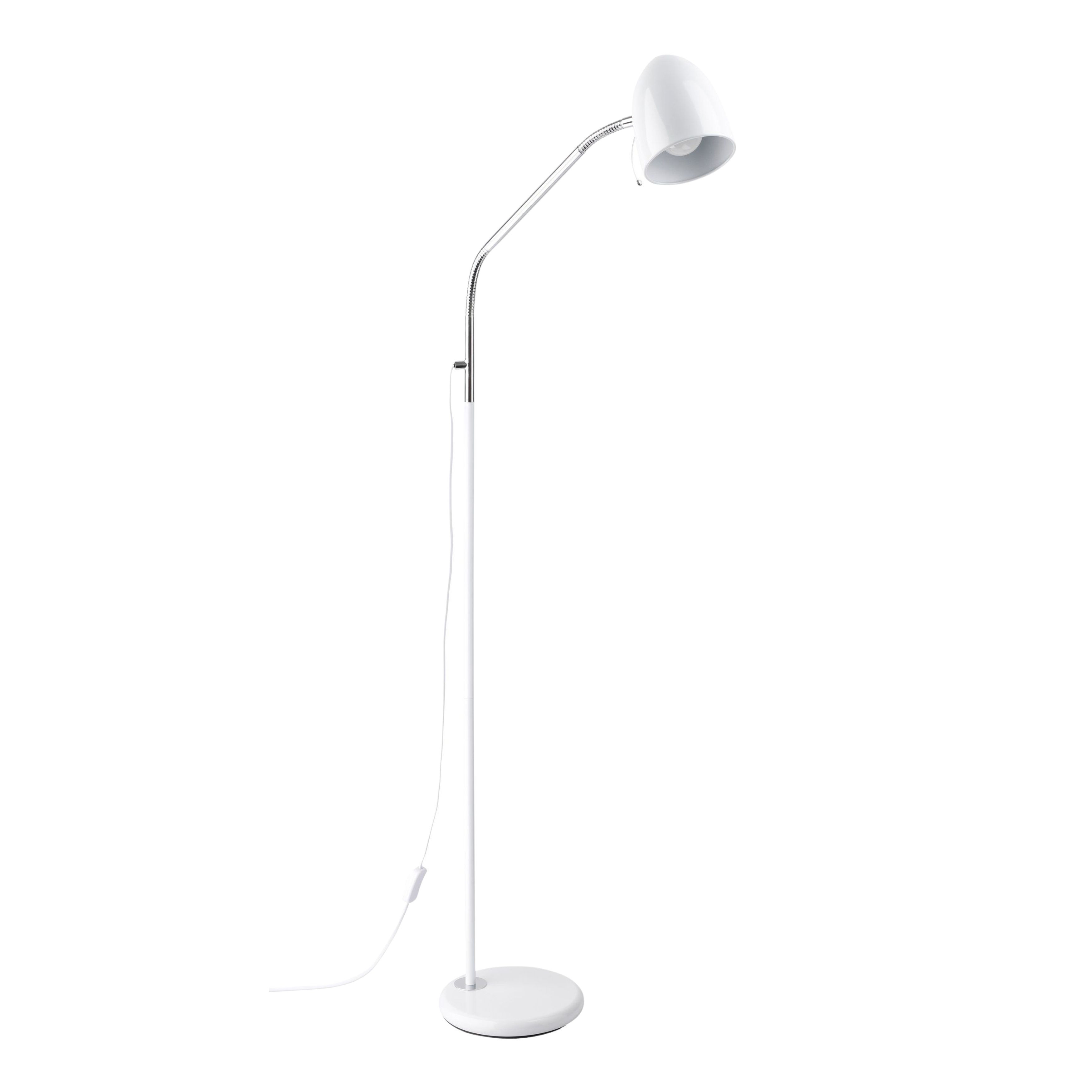 Lara White Steel Cone Shade Angled Floor Lamp