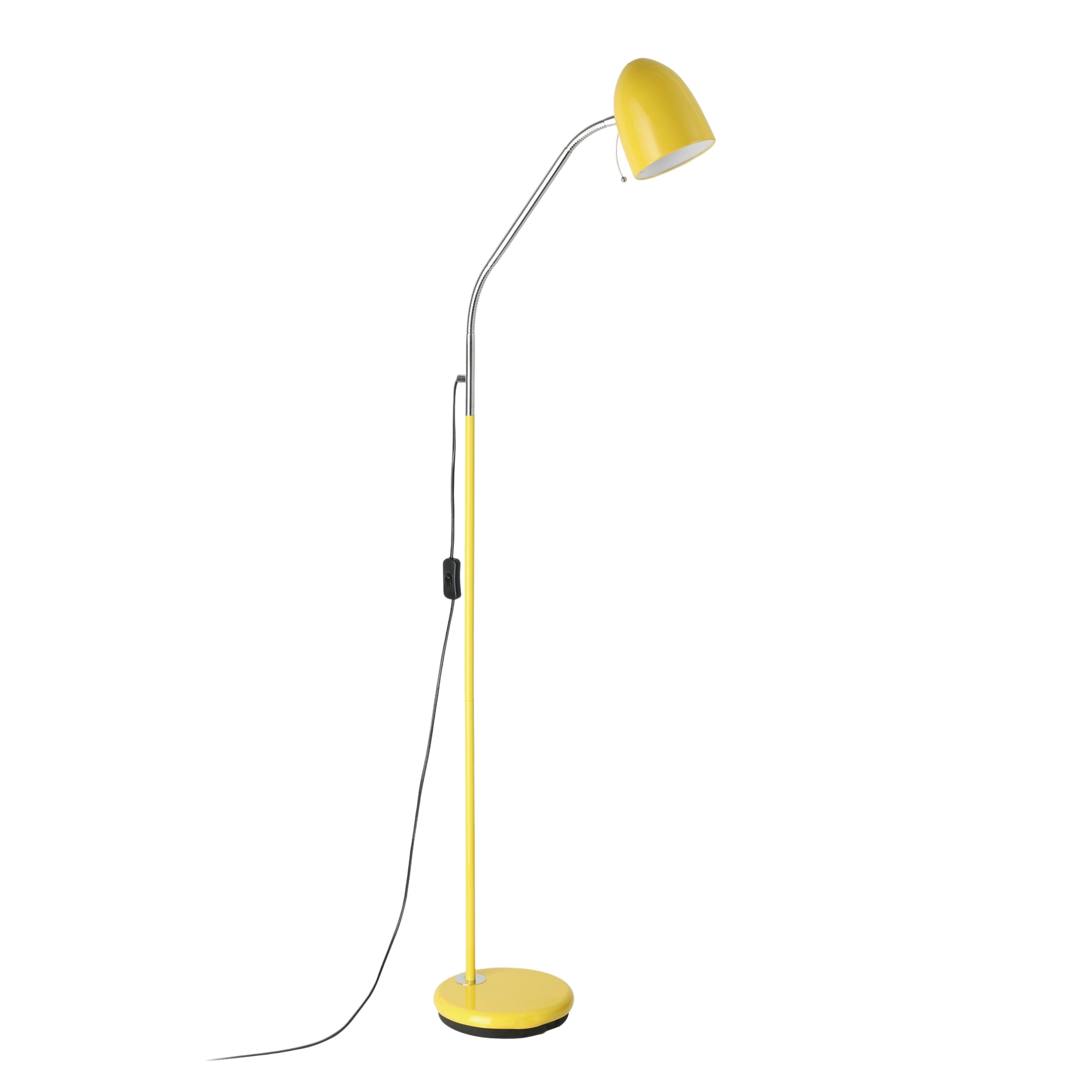 Lara Yellow Steel Cone Shade Angled Floor Lamp