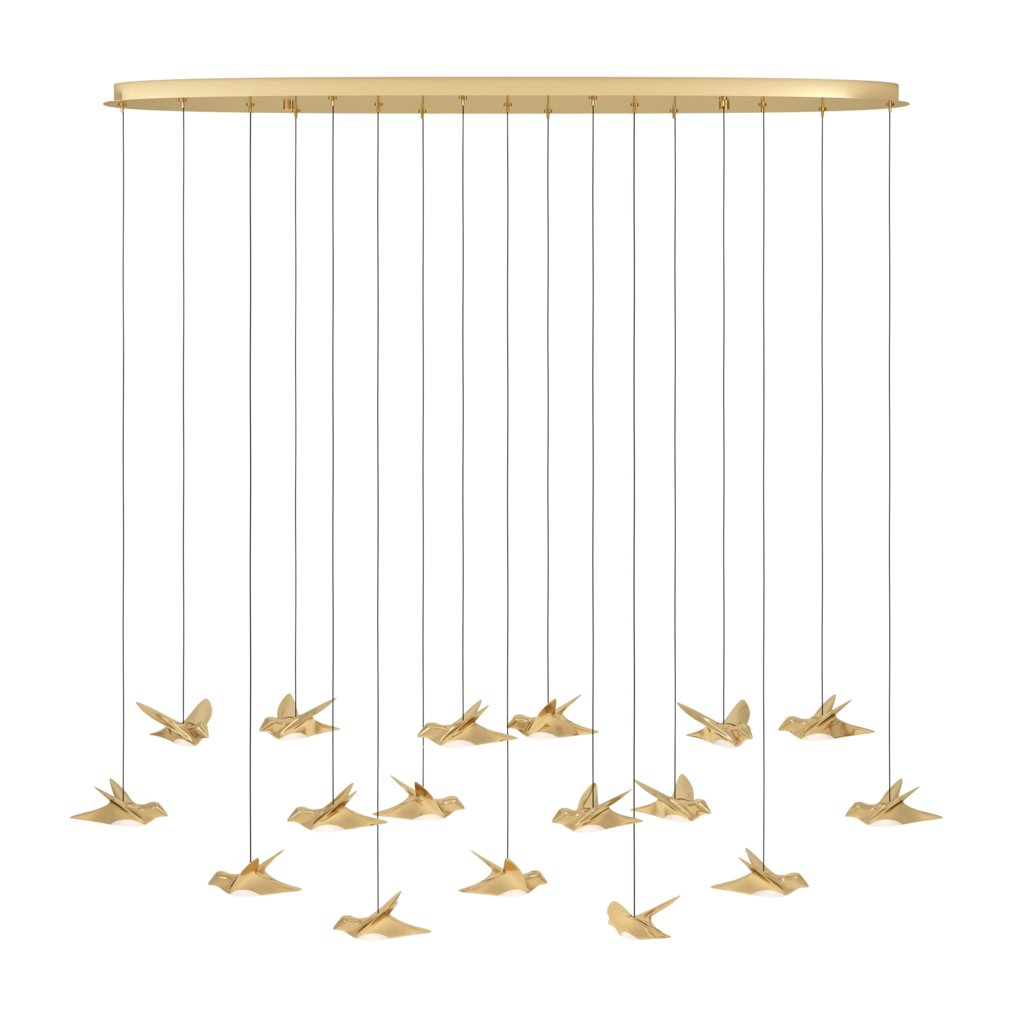 Paratebueno 17 Light Brass Aviary Oval Cluster Chandelier