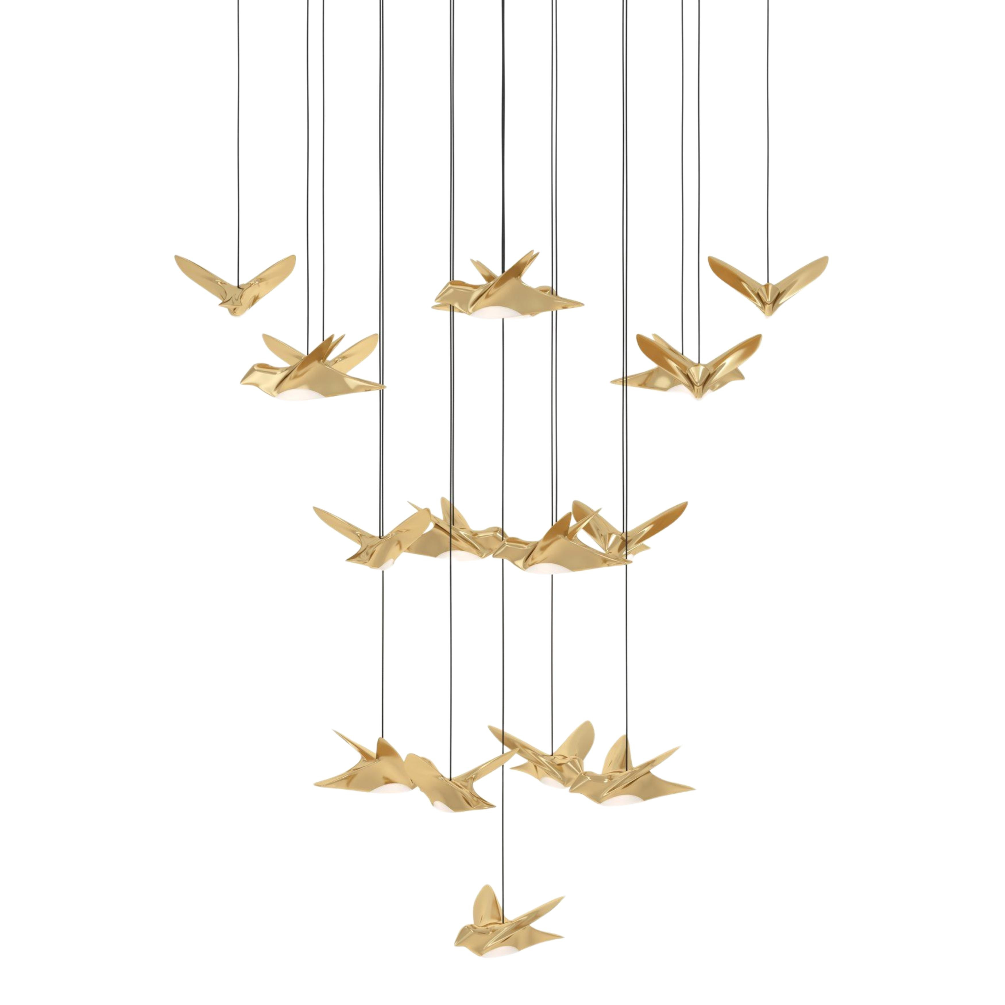 Paratebueno 17 Light Brass Aviary Round Cluster Chandelier