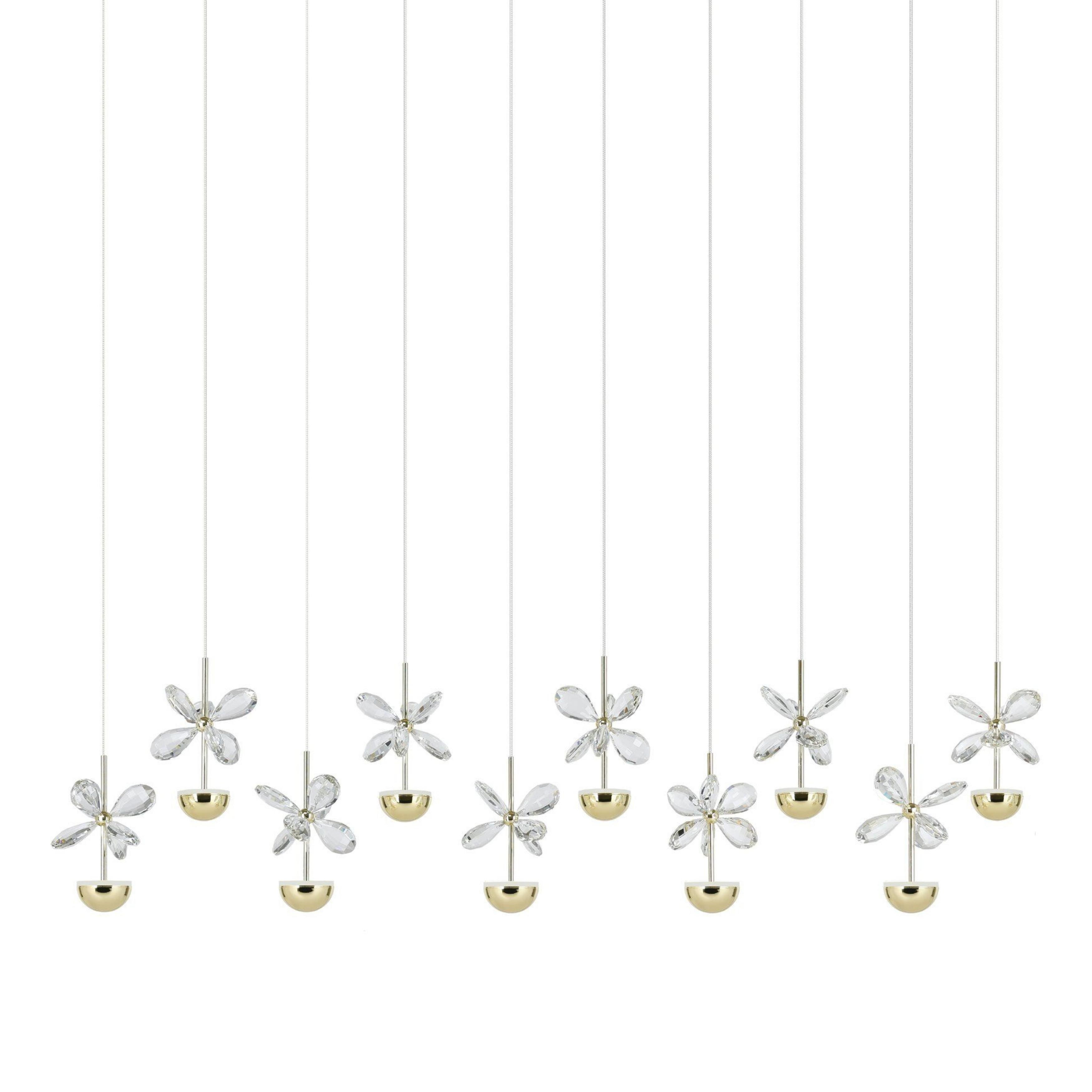 Pianopoli 10 Light Bar Cluster Brass Pendant Chandelier