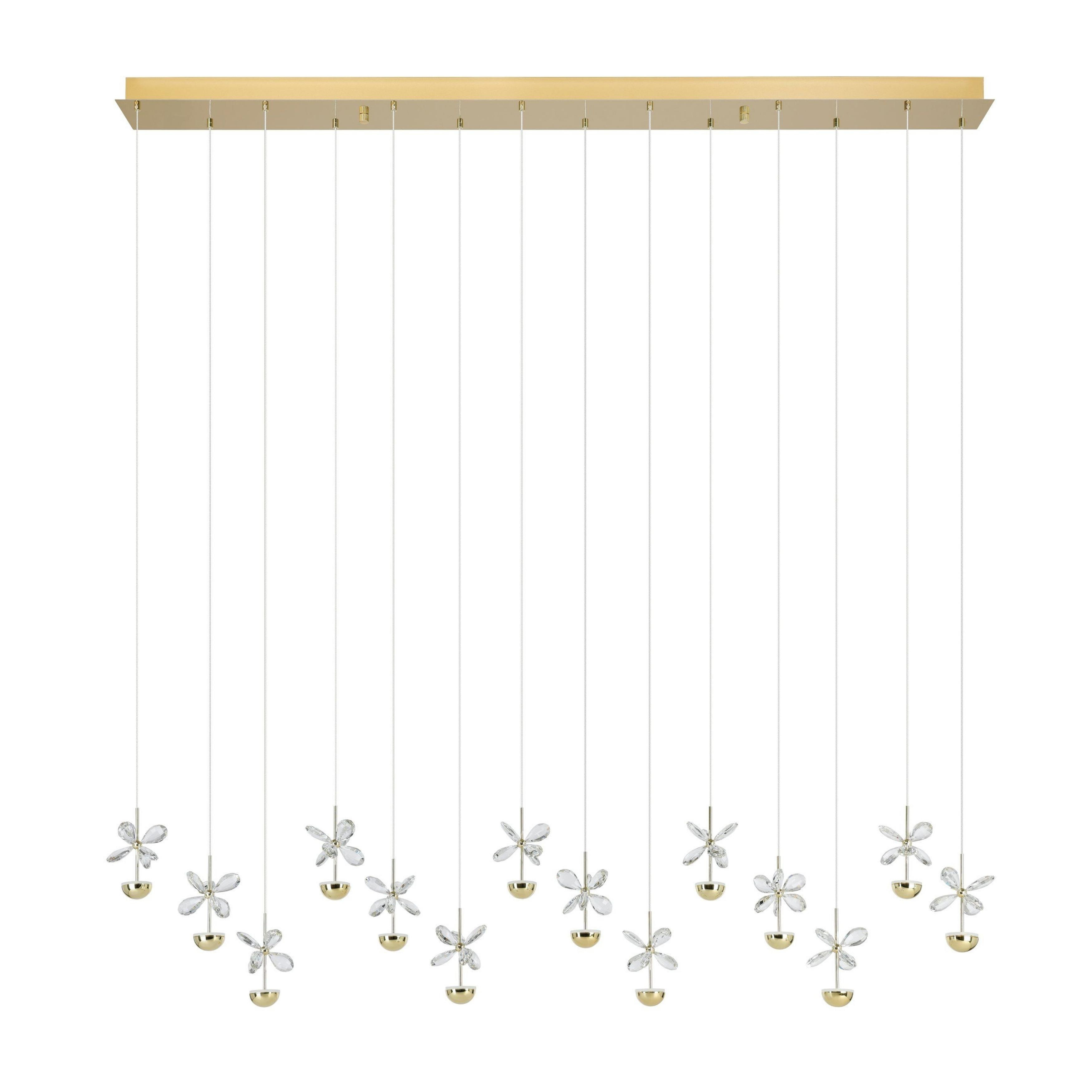 Pianopoli 14 Light Bar Cluster Brass Pendant Chandelier