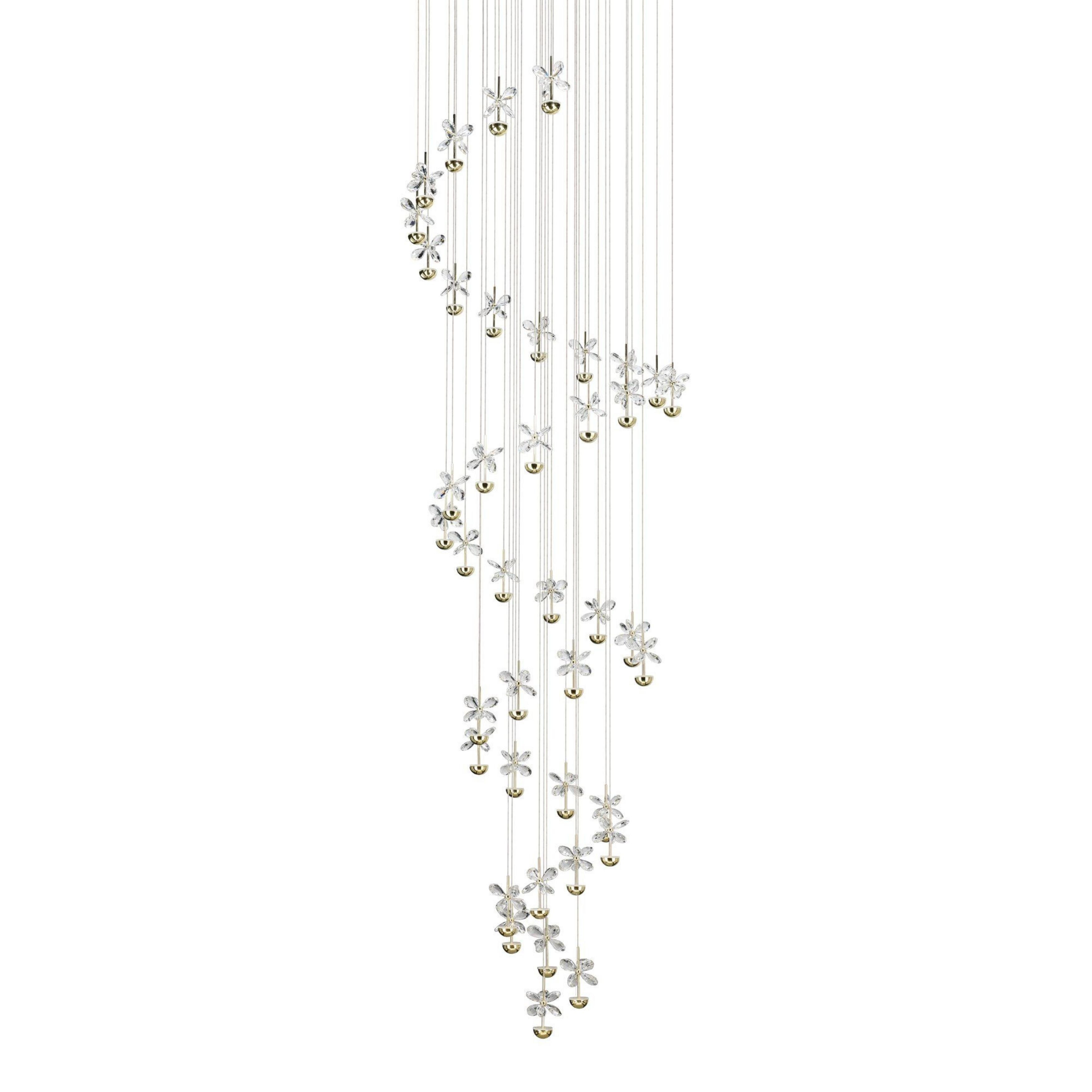 Pianopoli 40 Light Round Cluster Brass Pendant Chandelier