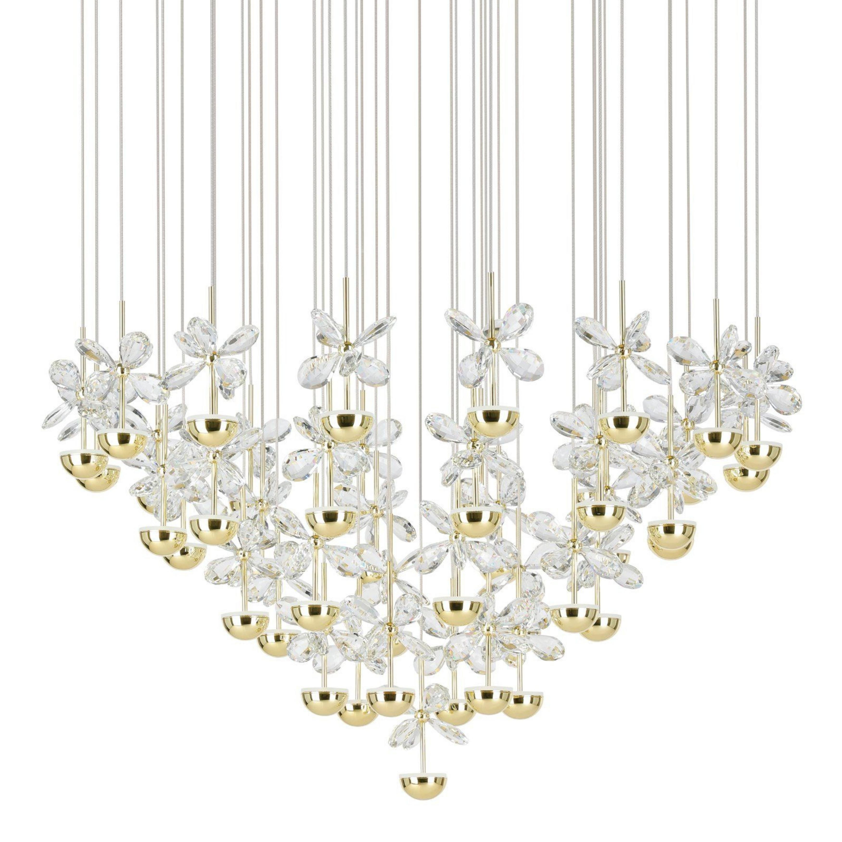 Pianopoli 43 Light Round Cluster Brass Pendant Chandelier