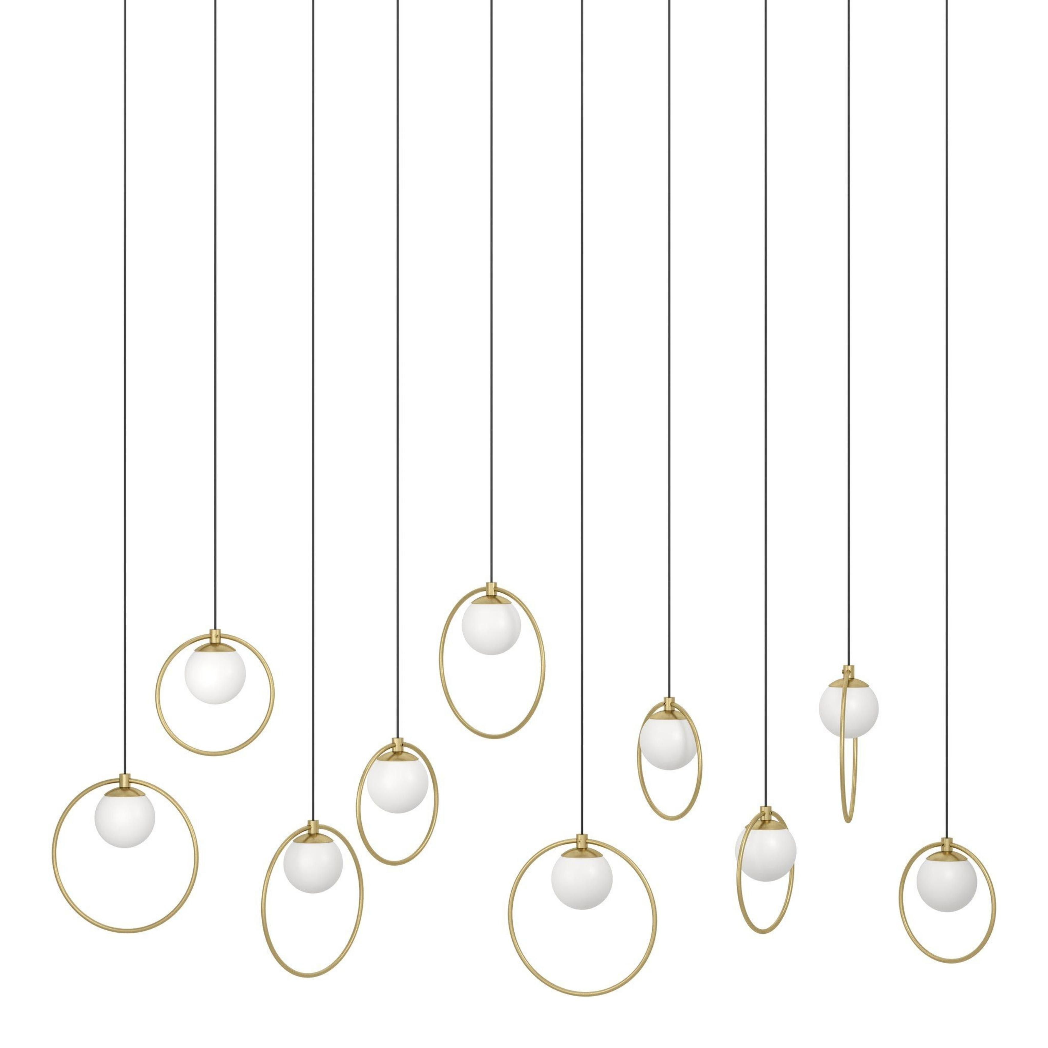 Portocolom 10 Light Brass Gold Oval Cluster Pendant