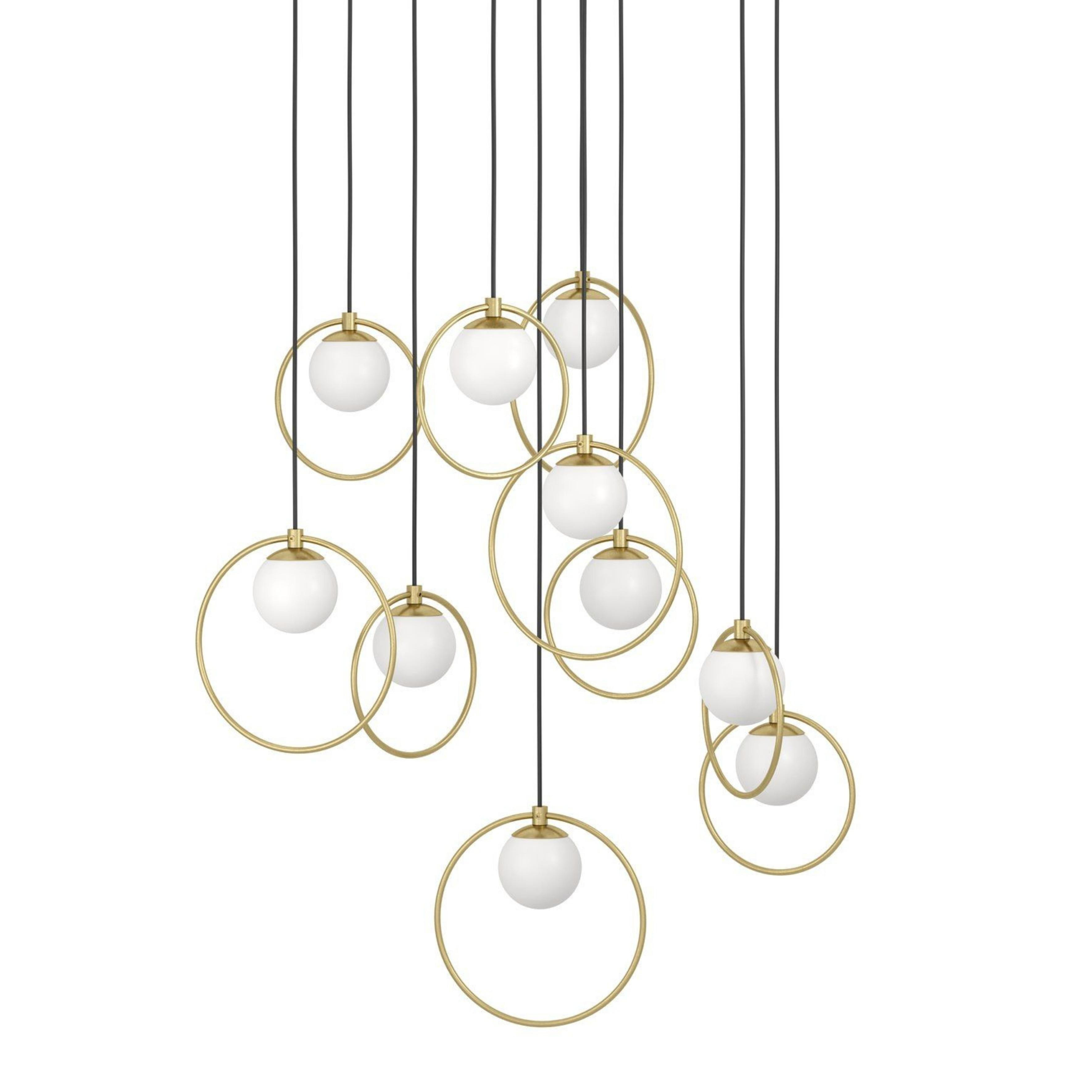 Portocolom 10 Light Brass Gold Round Cluster Pendant