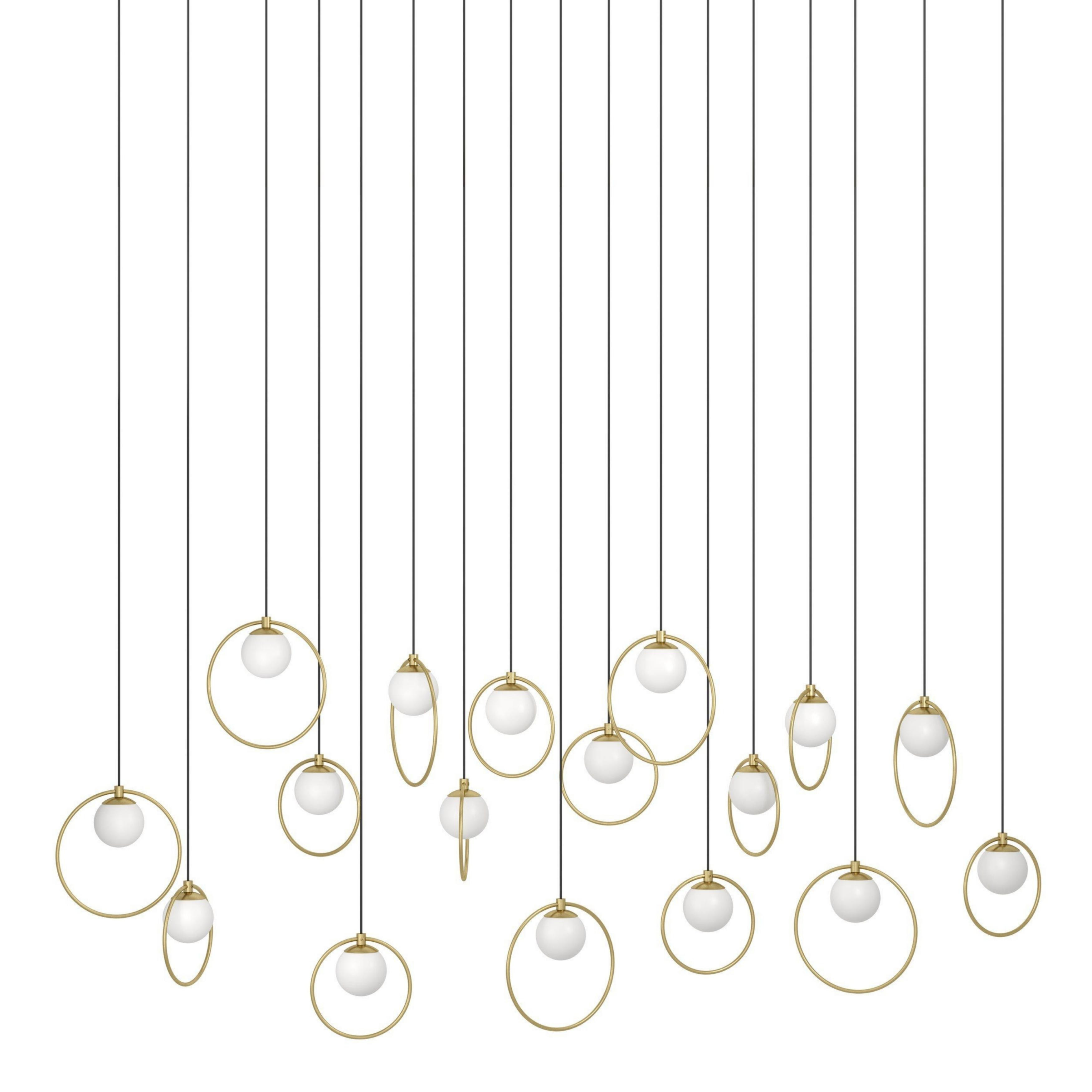 Portocolom 17 Light Brass Gold Oval Cluster Pendant