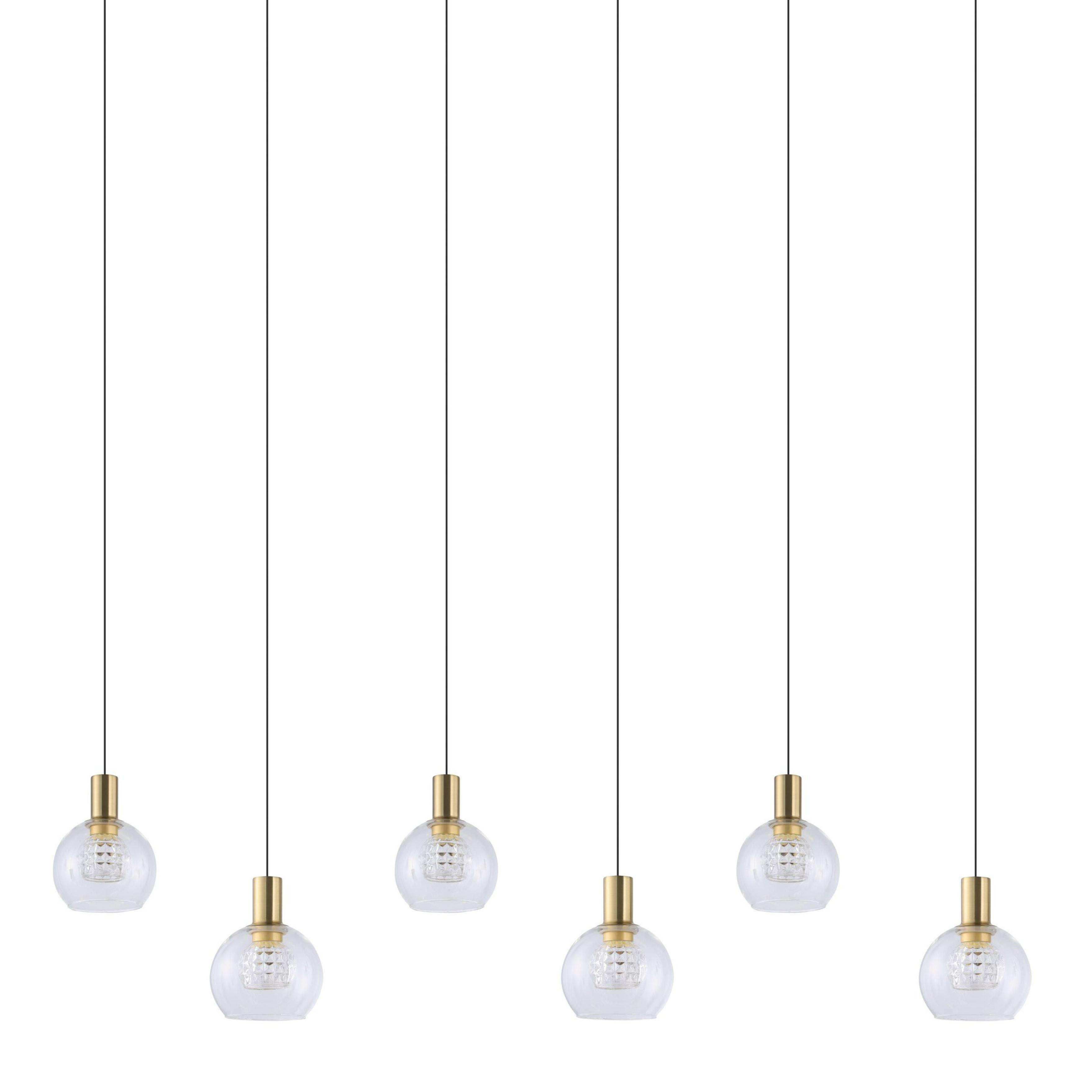 Terque 6 Light Dimmable LED Bar Cluster Brass Pendant