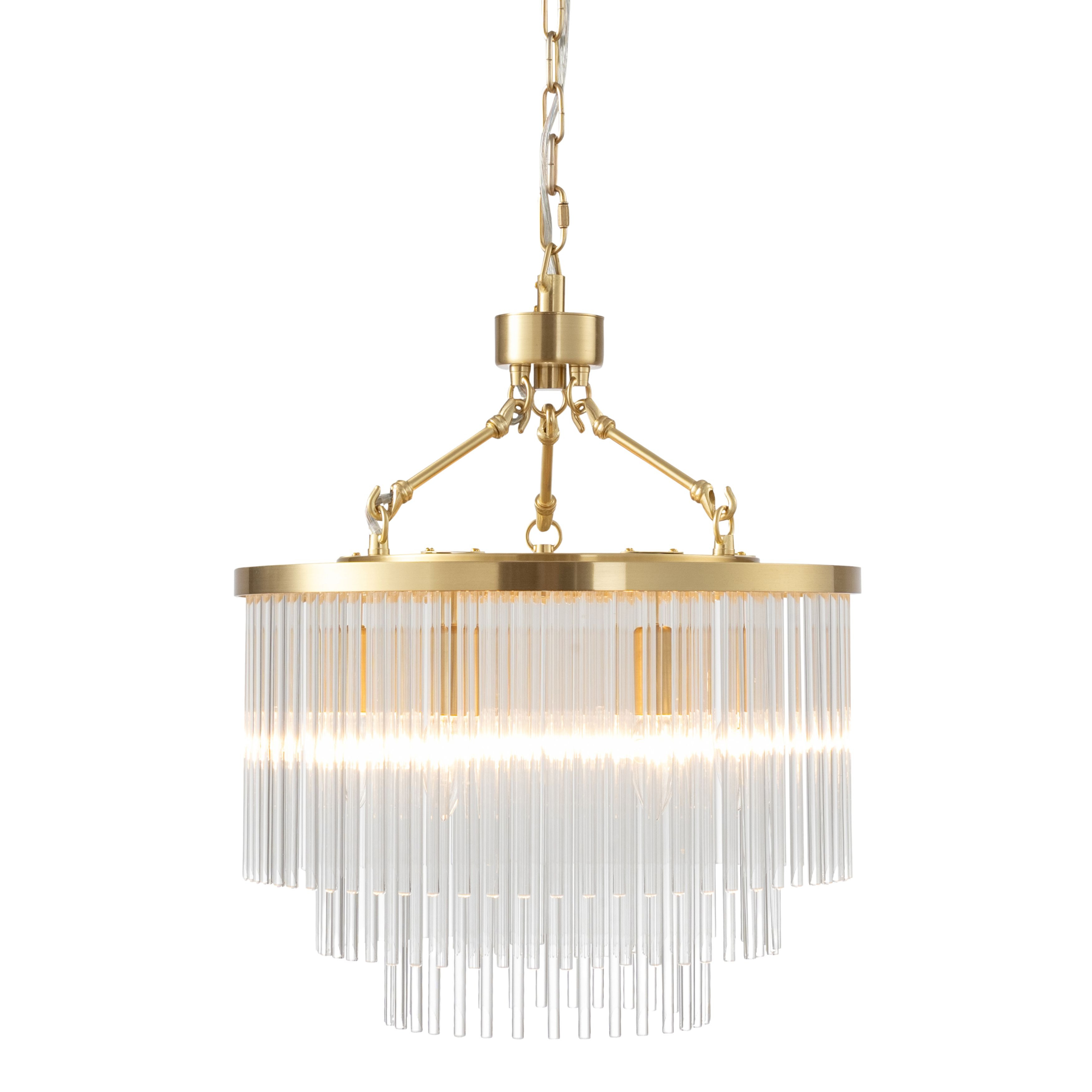 Evangeline 6 Light Satin Brass Tiered Glass Chandelier