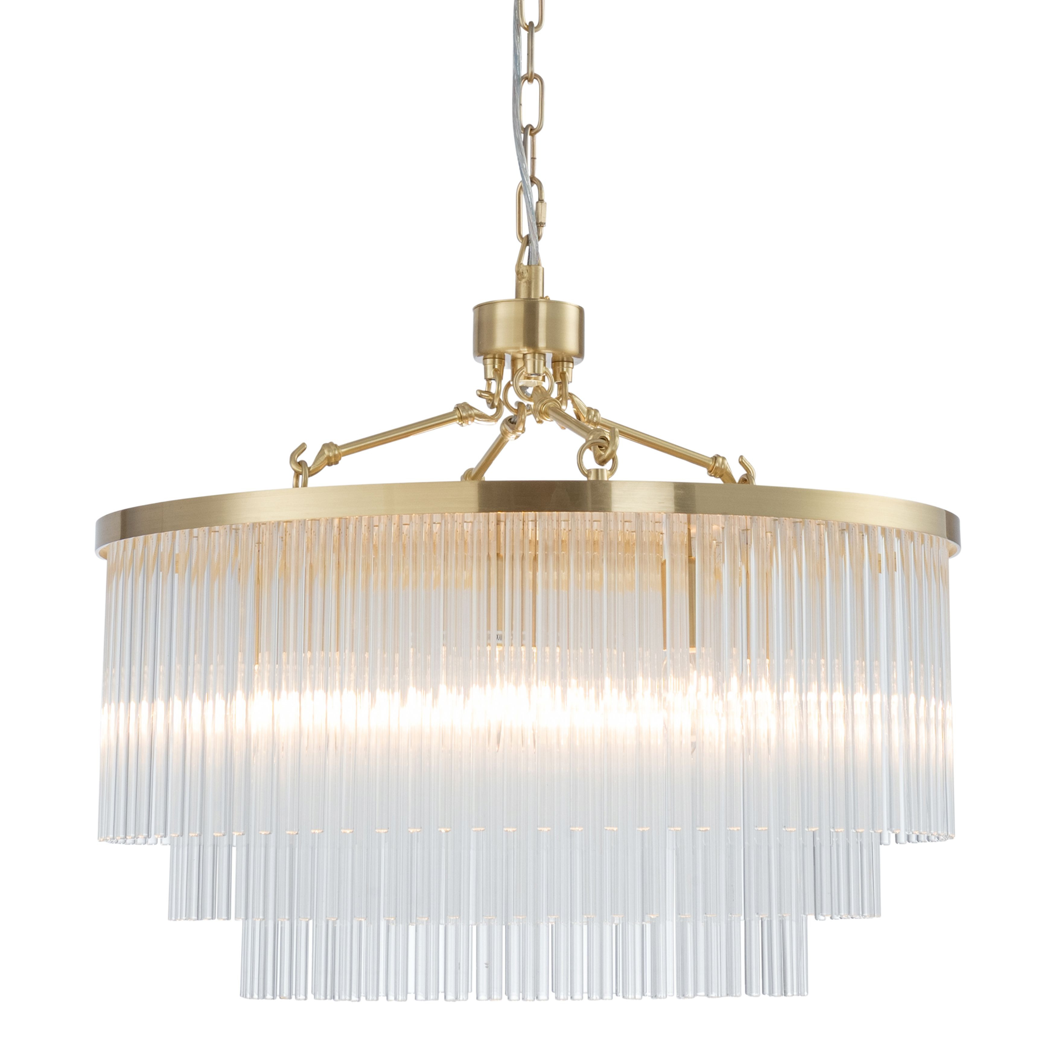 Evangeline 8 Light Satin Brass Tiered Glass Chandelier