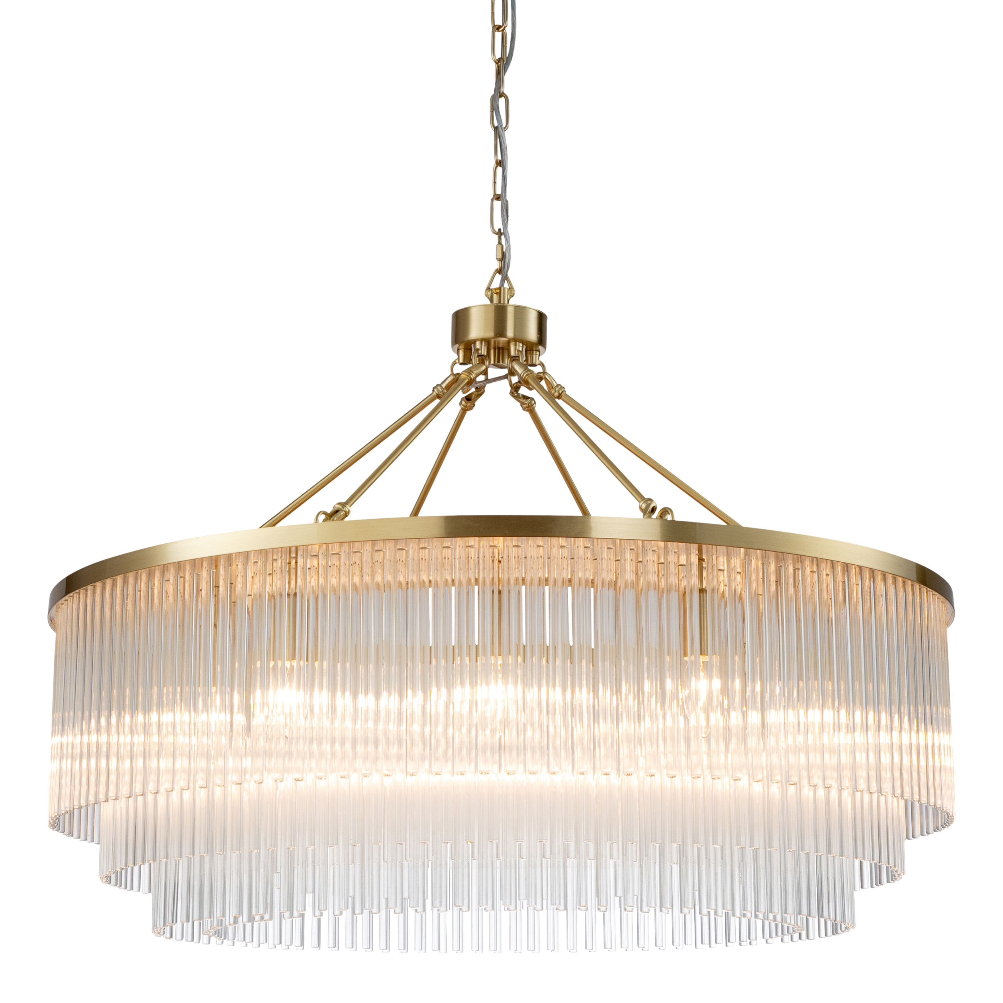 Evangeline 12 Light Satin Brass Tiered Glass Chandelier