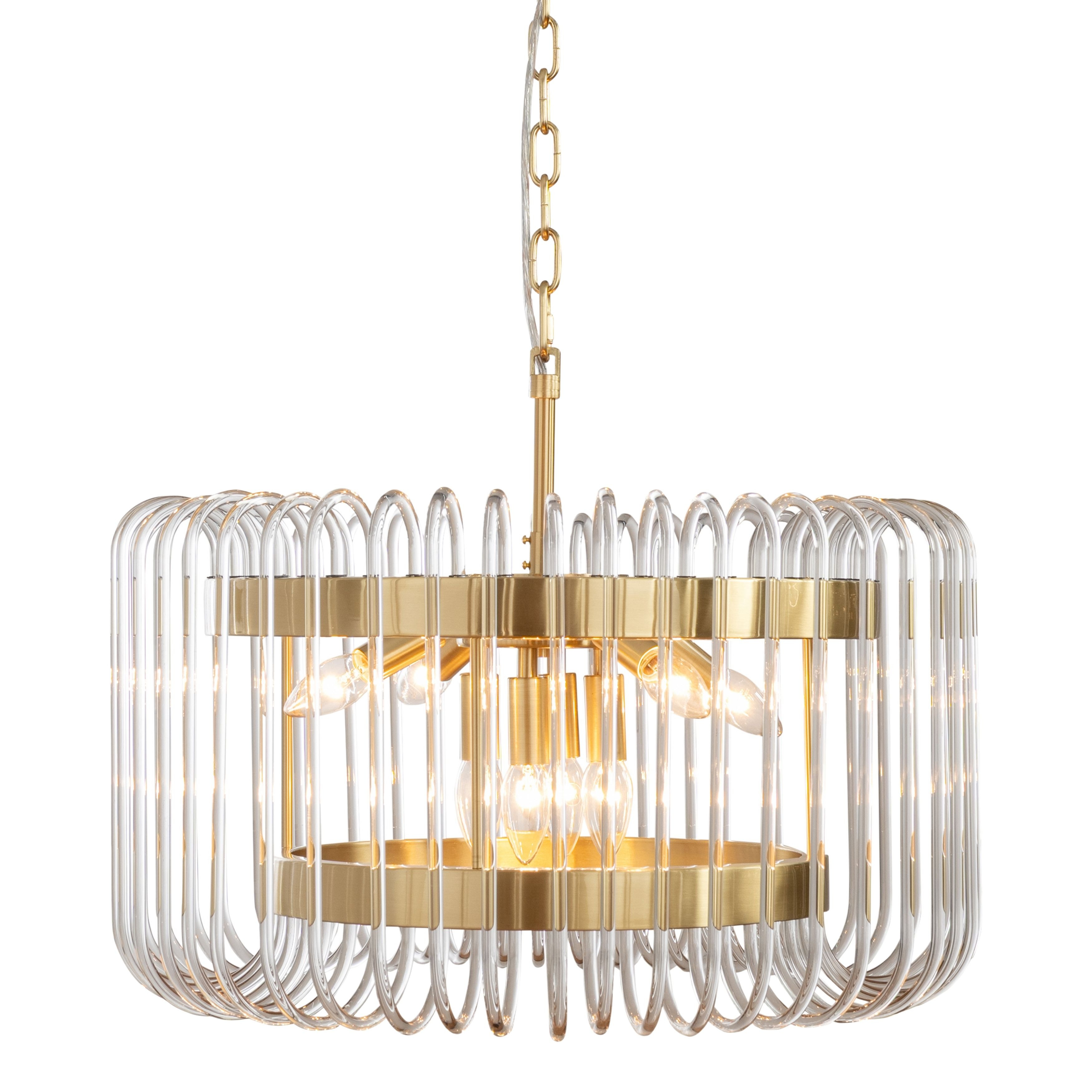 Collette 6 Light Satin Brass Statement Glass Chandelier