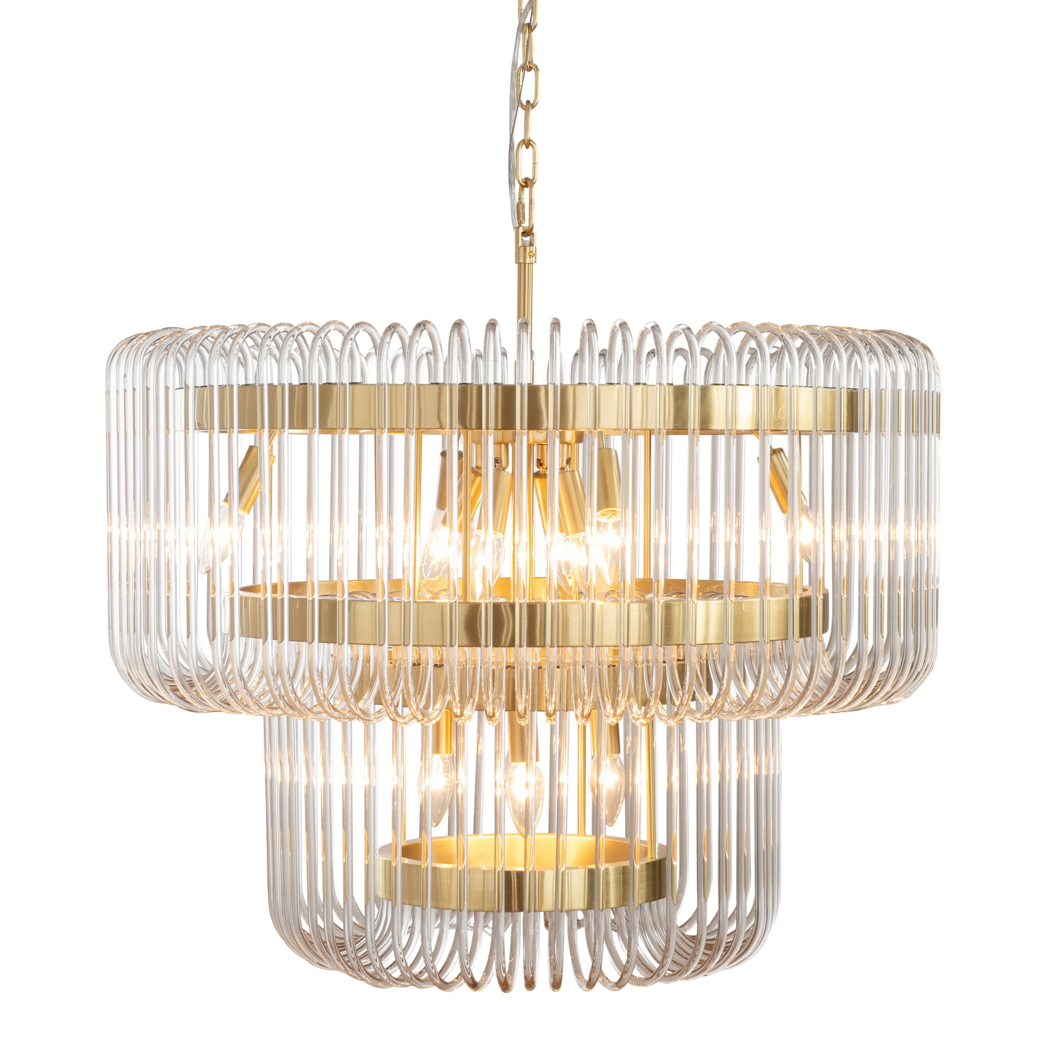 Collette 13 Light Satin Brass Statement Glass Chandelier