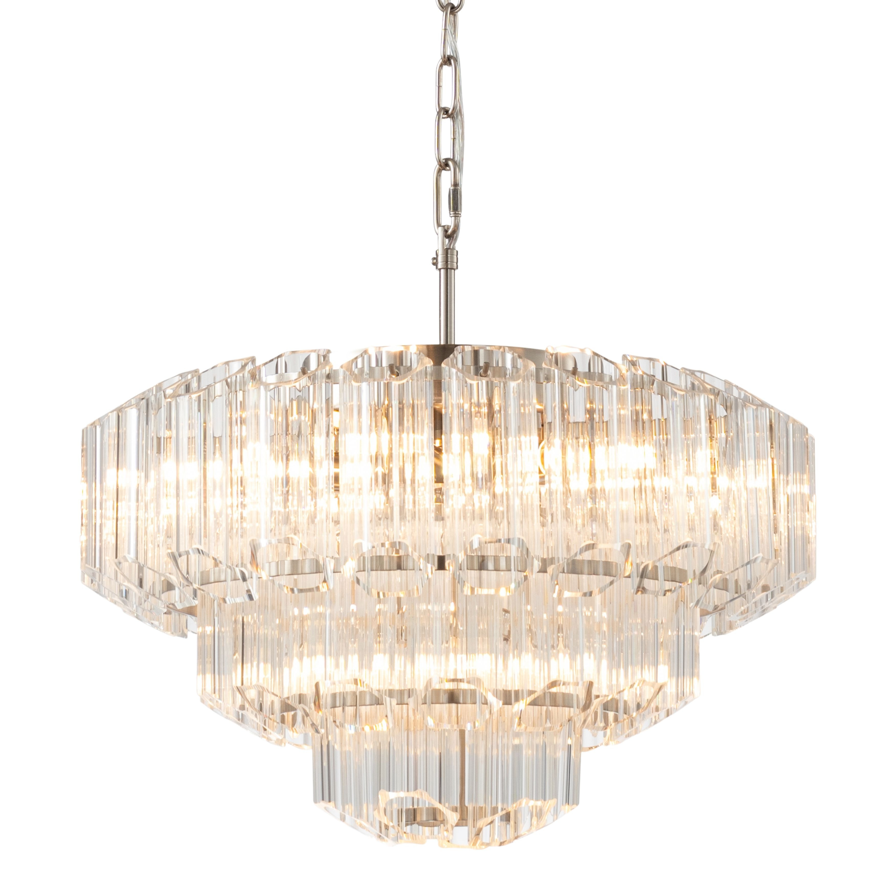 Calista 7 Light Brushed Nickel Tiered Glass Chandelier