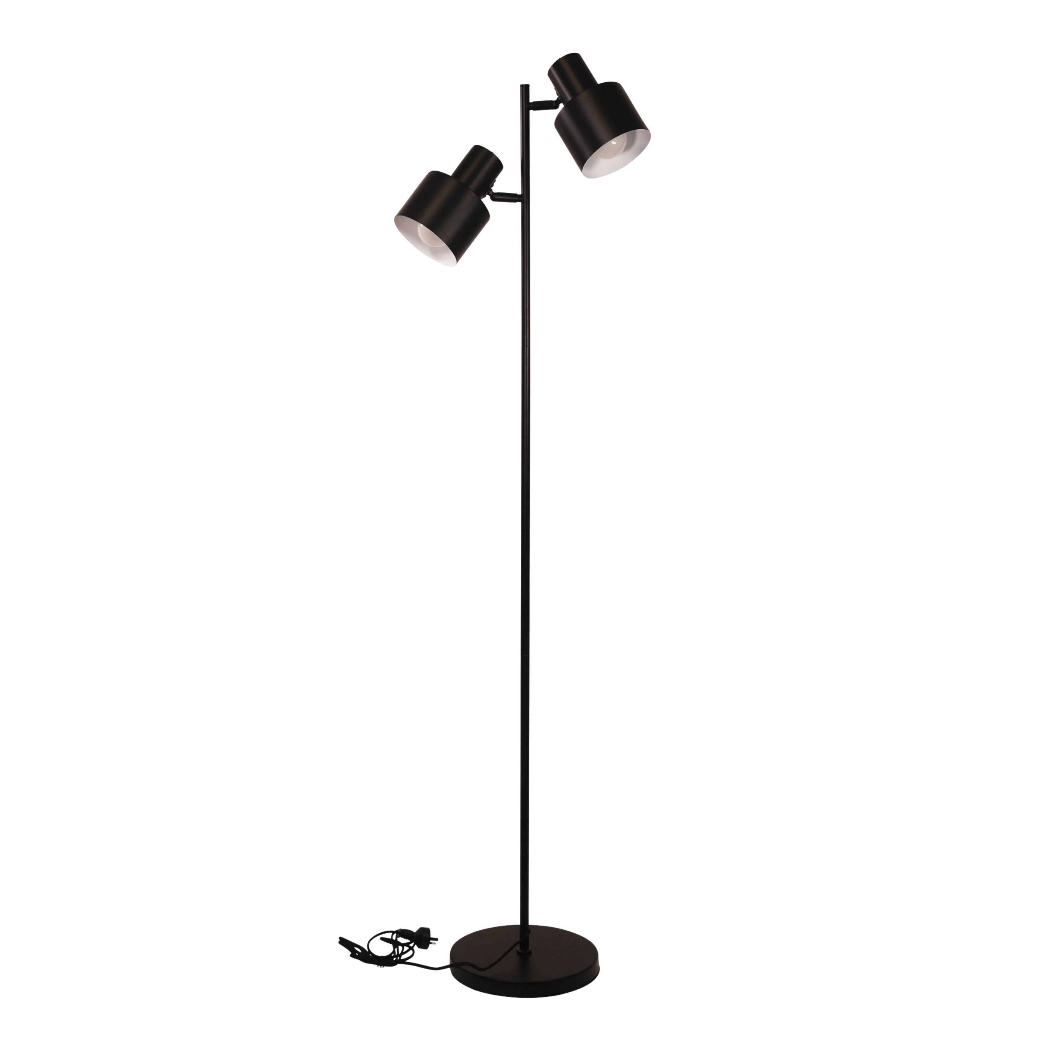 Ava Full Black Twin Light Scandustrial Floor Lamp