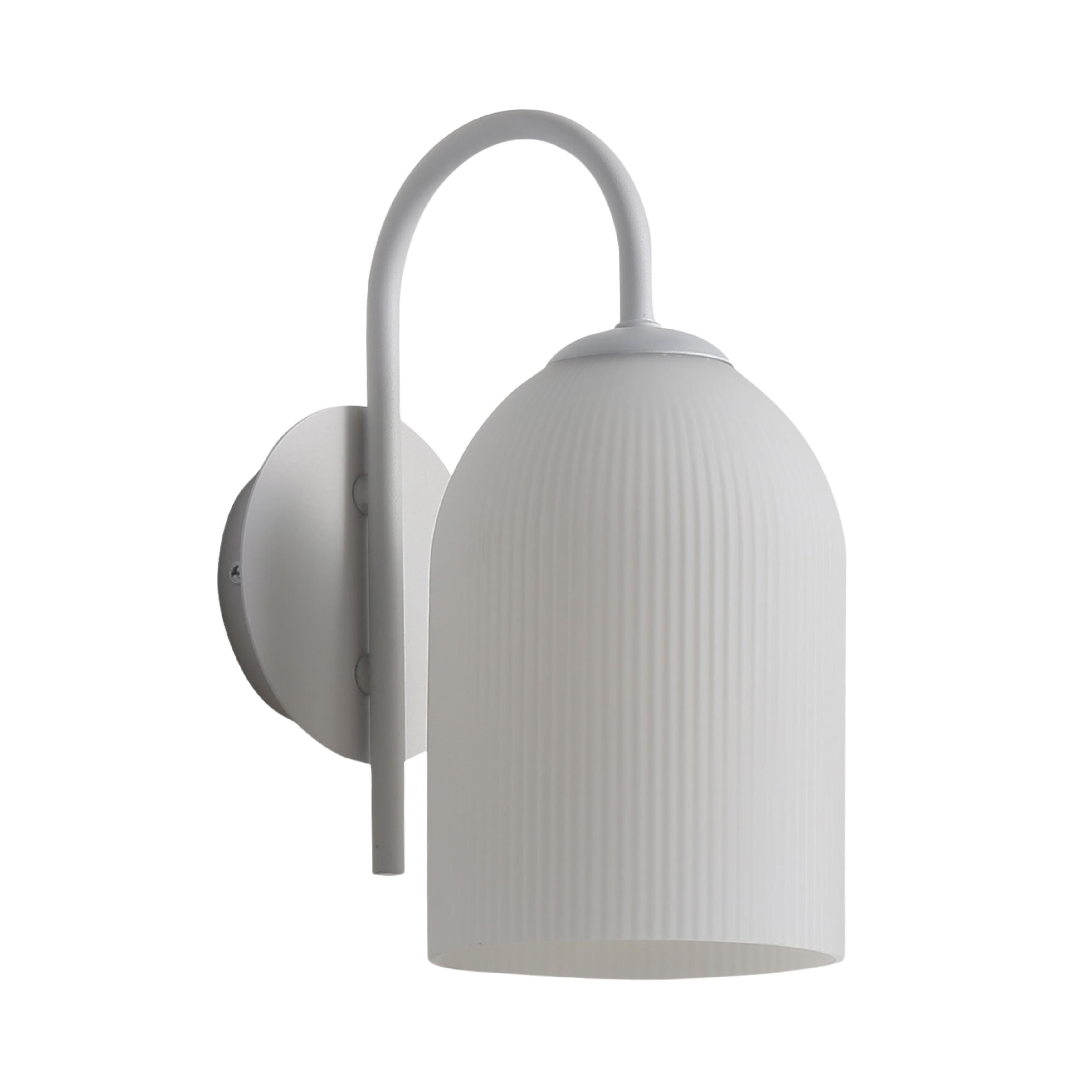 Avondale Matt Opal Ribbed Glass White Wall Light