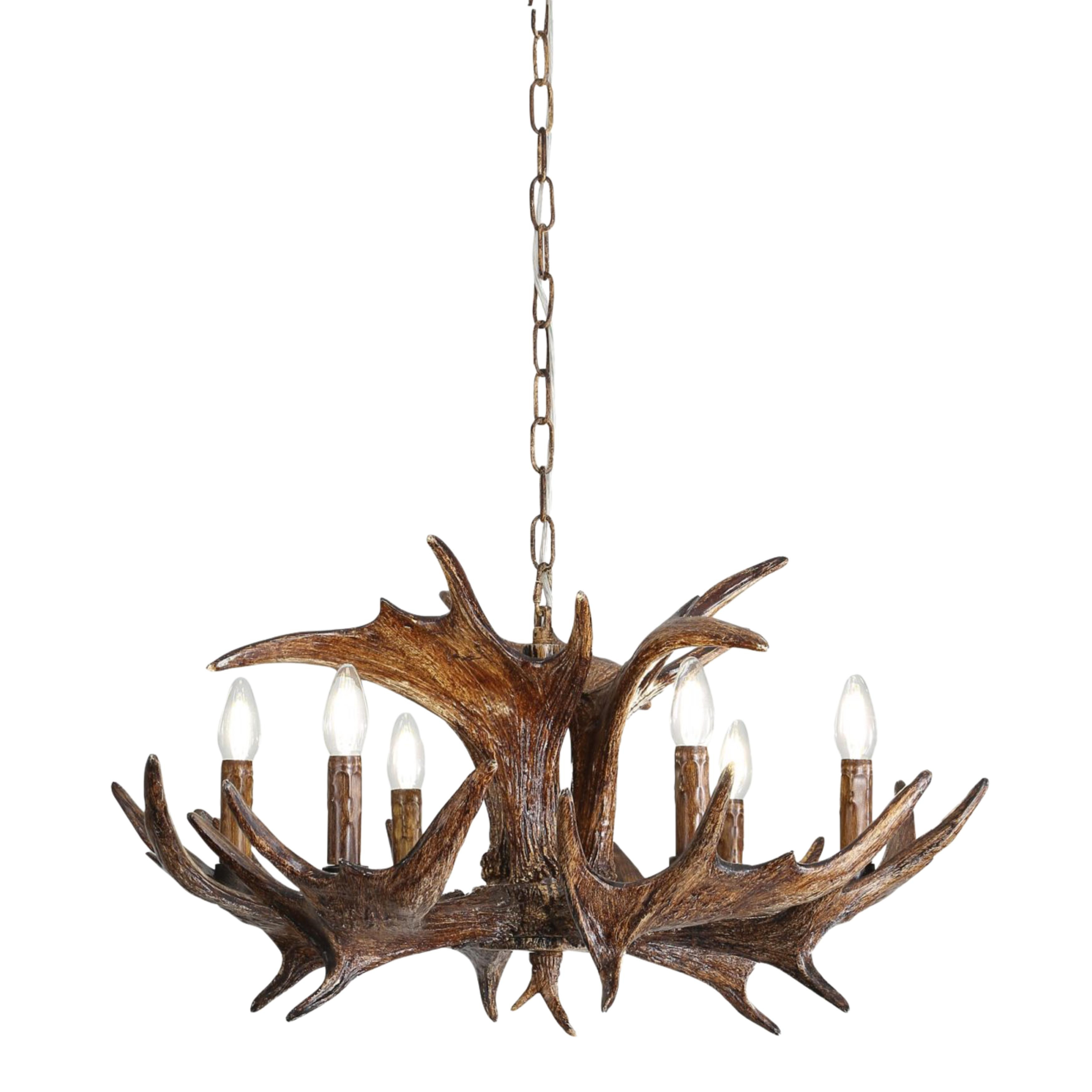 Caracas 6 Light Deer Antler Resin Chandelier