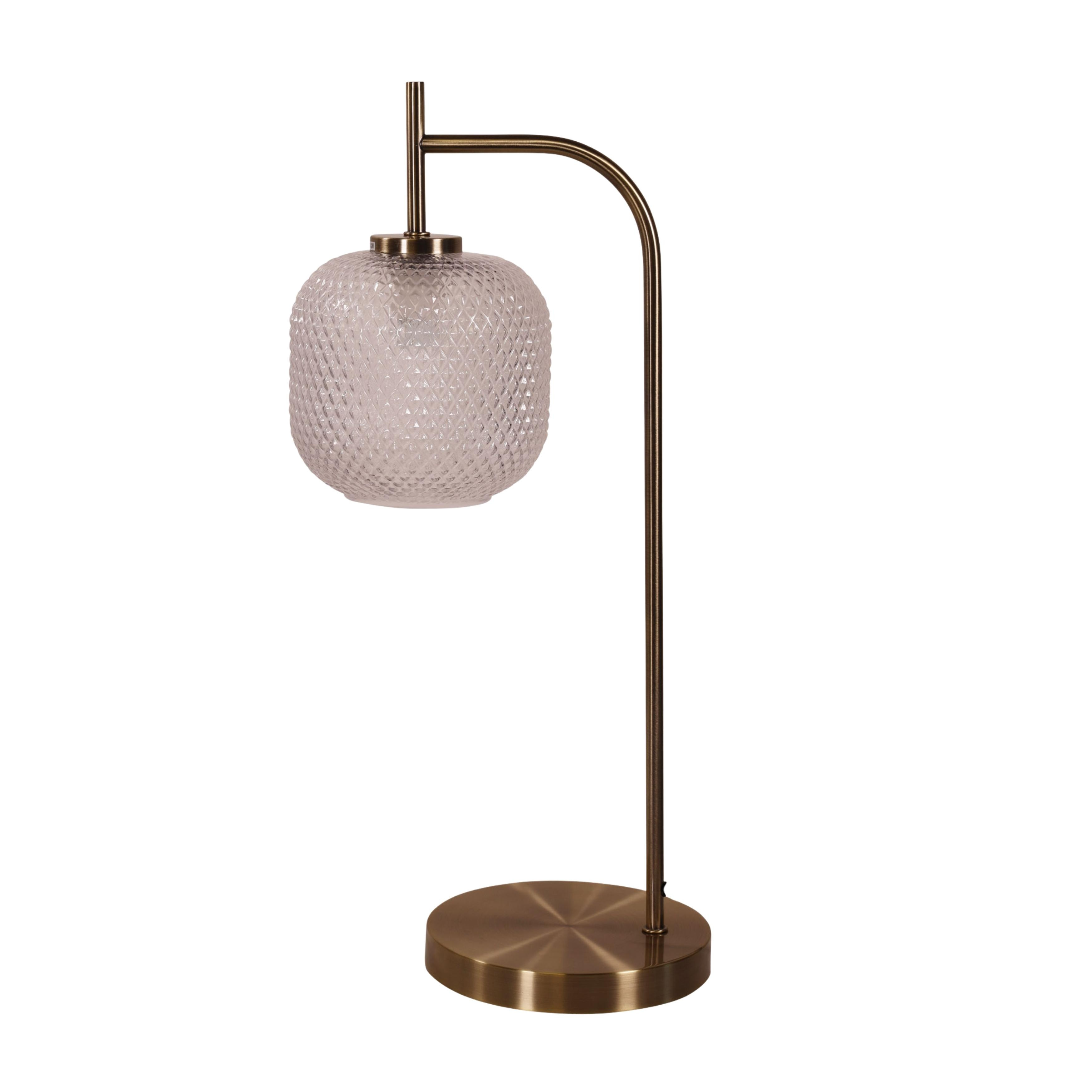 Carmel Antique Brass Diamond Cut Clear Glass Table Lamp