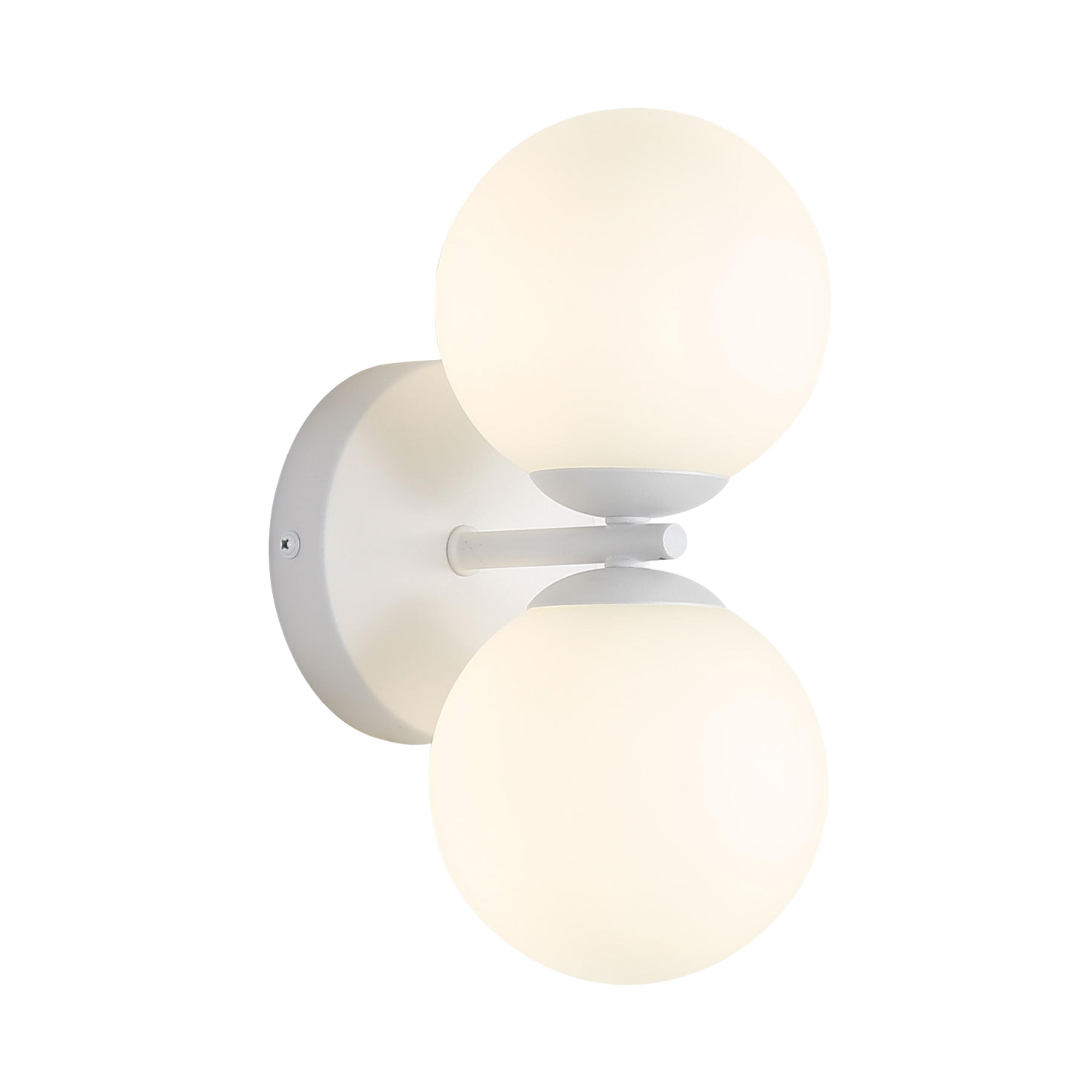 Hotaka White Modern Opal Twin Glass Wall Light