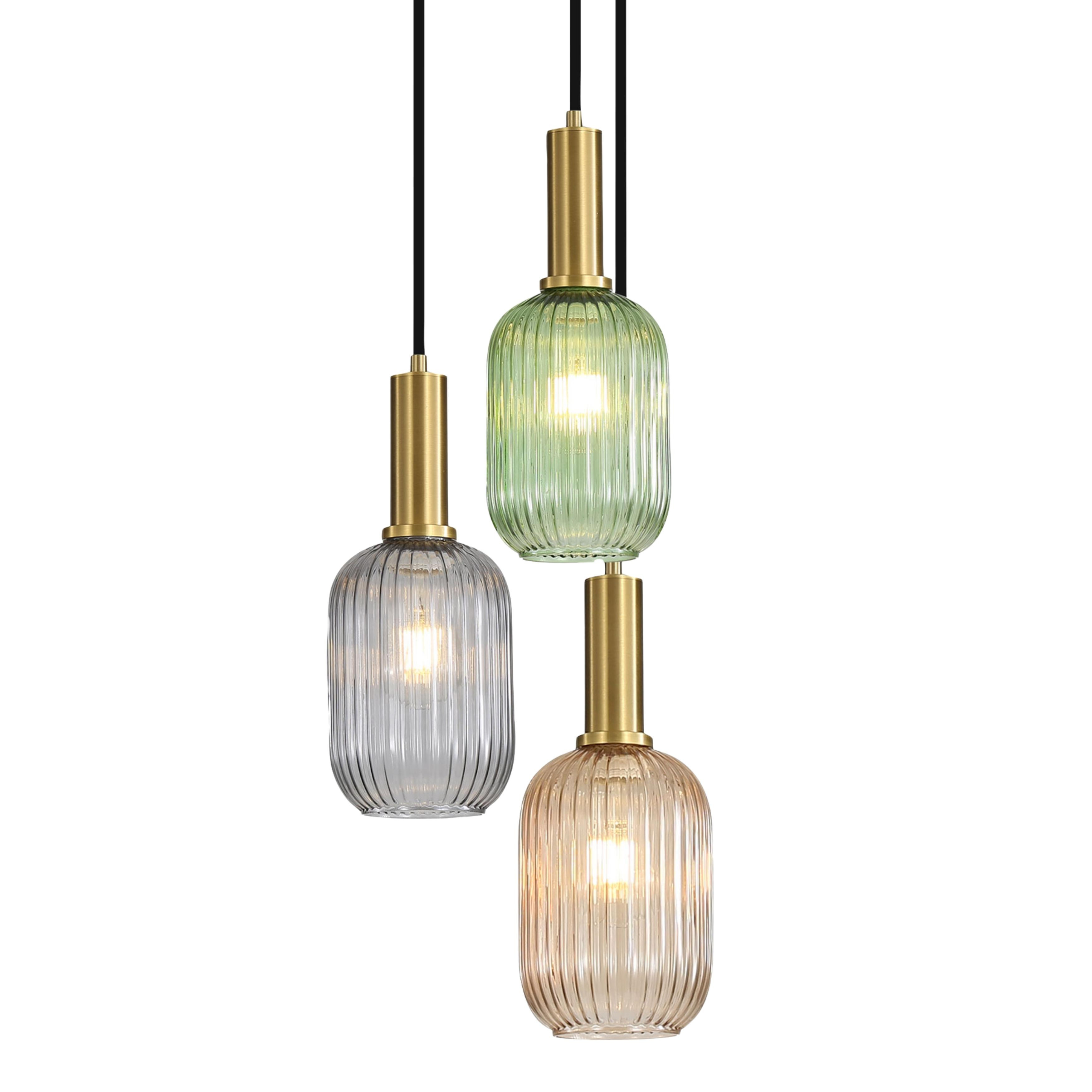 Kalaheo 3 Light Multi-Coloured Glass Cluster Pendant