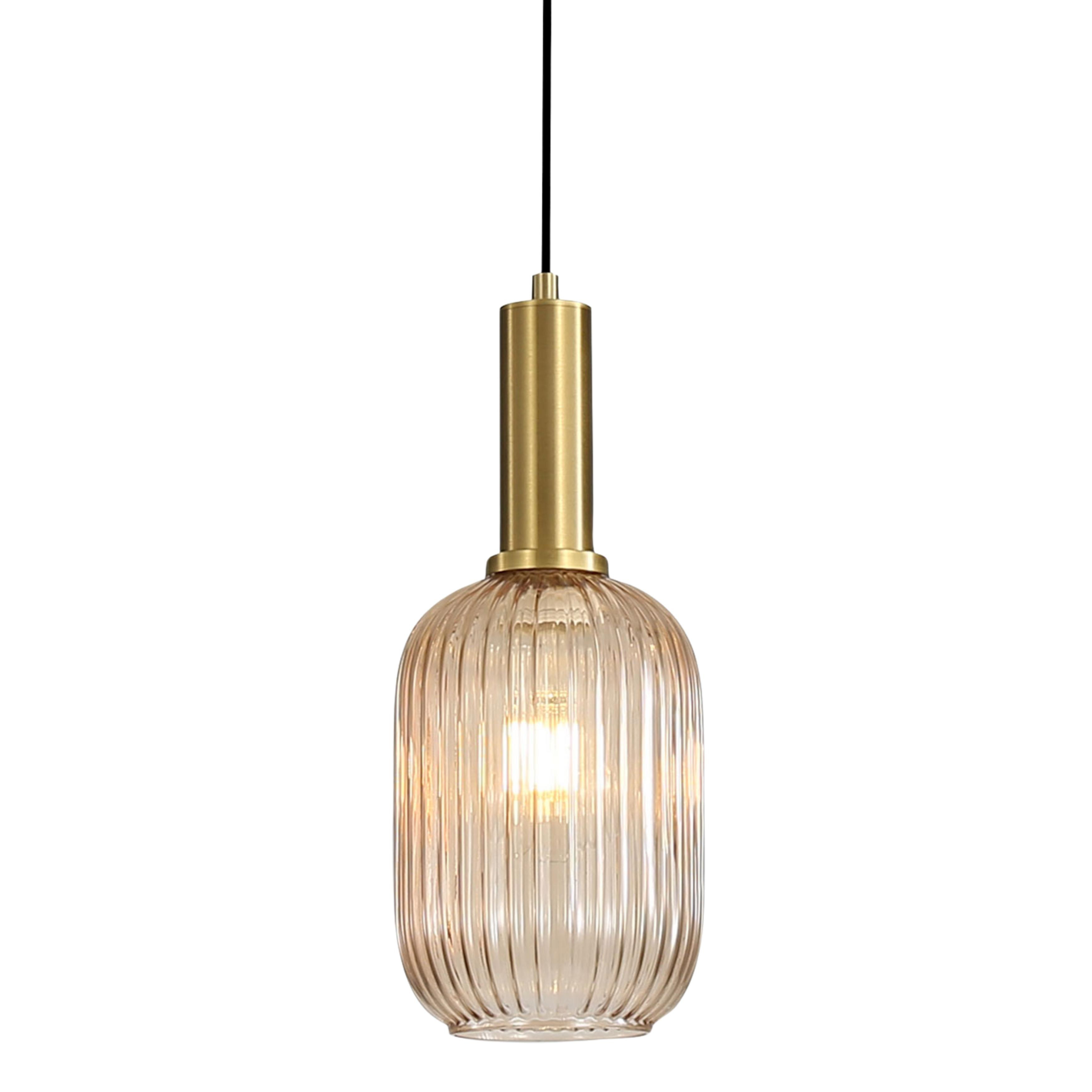 Kalaheo Amber Ribbed Glass Pendant Light