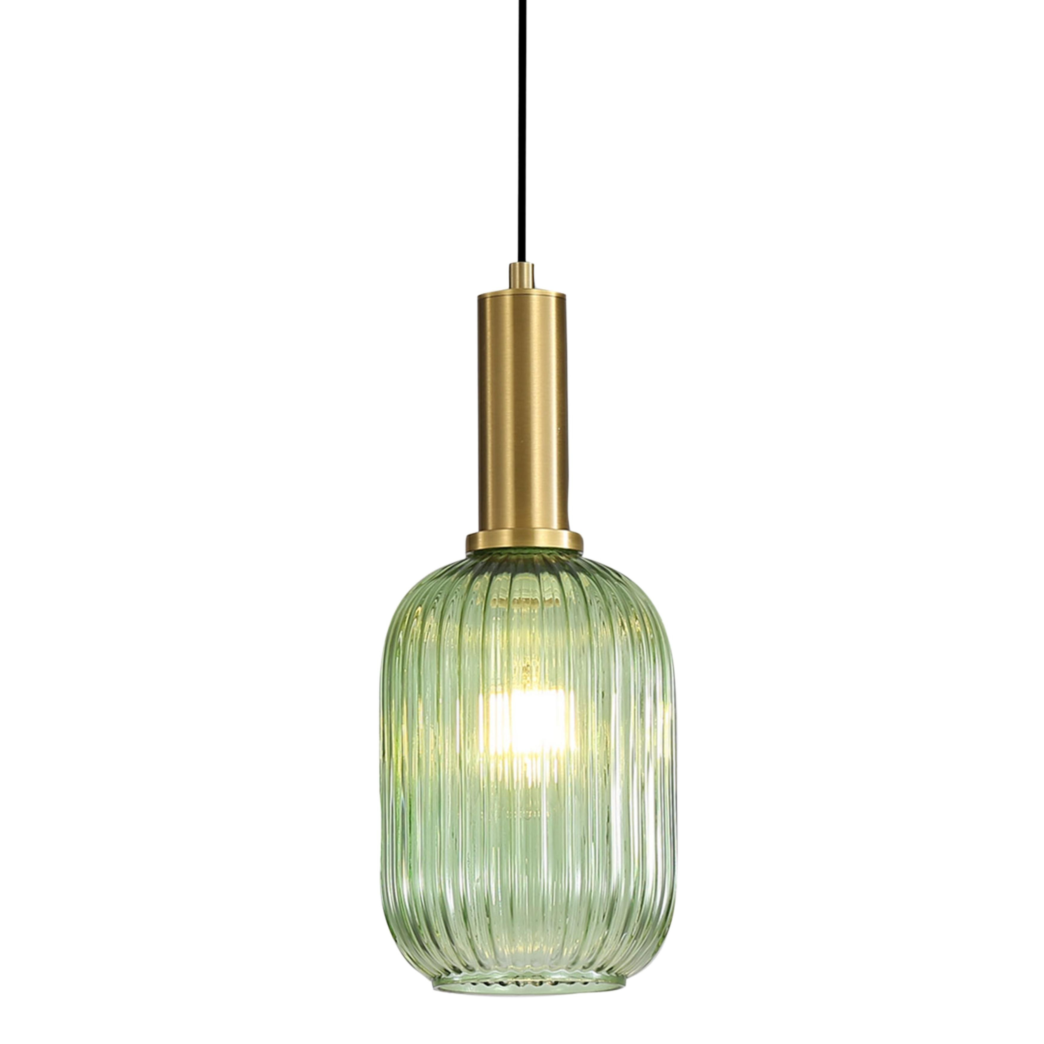 Kalaheo Green Ribbed Glass Pendant Light