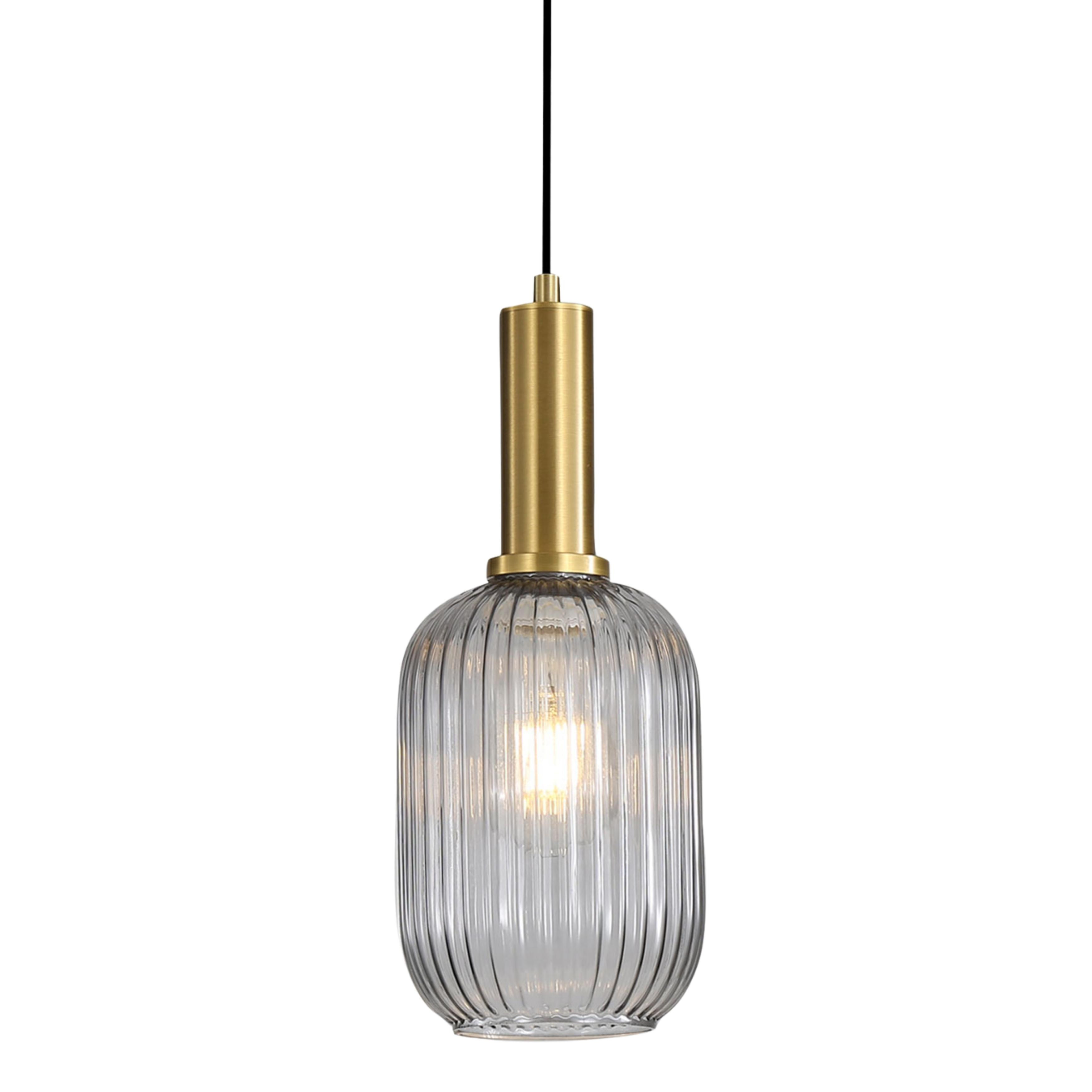 Kalaheo Smoke Ribbed Glass Pendant Light