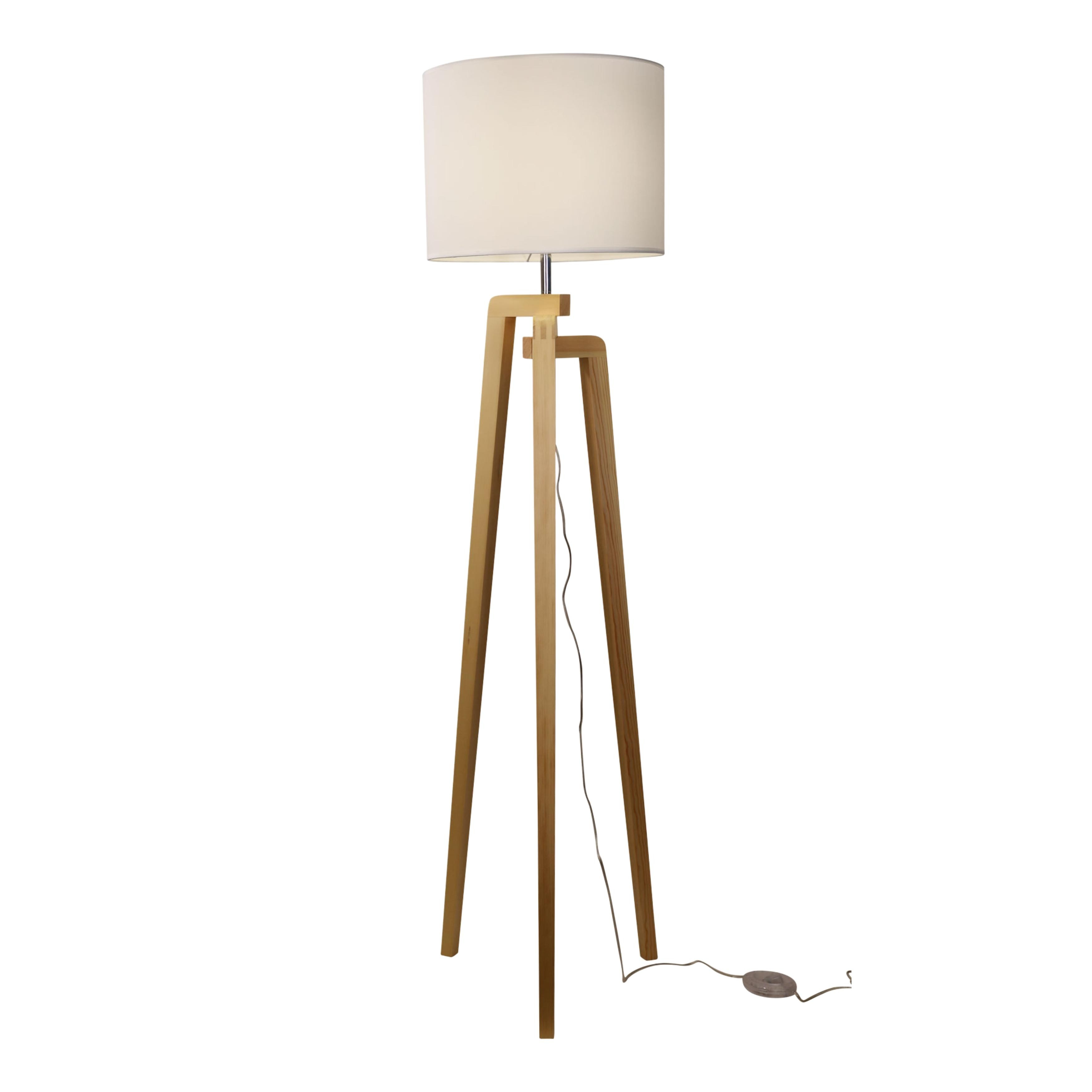 Liliane Timber Tripod Floor Lamp with White Shade