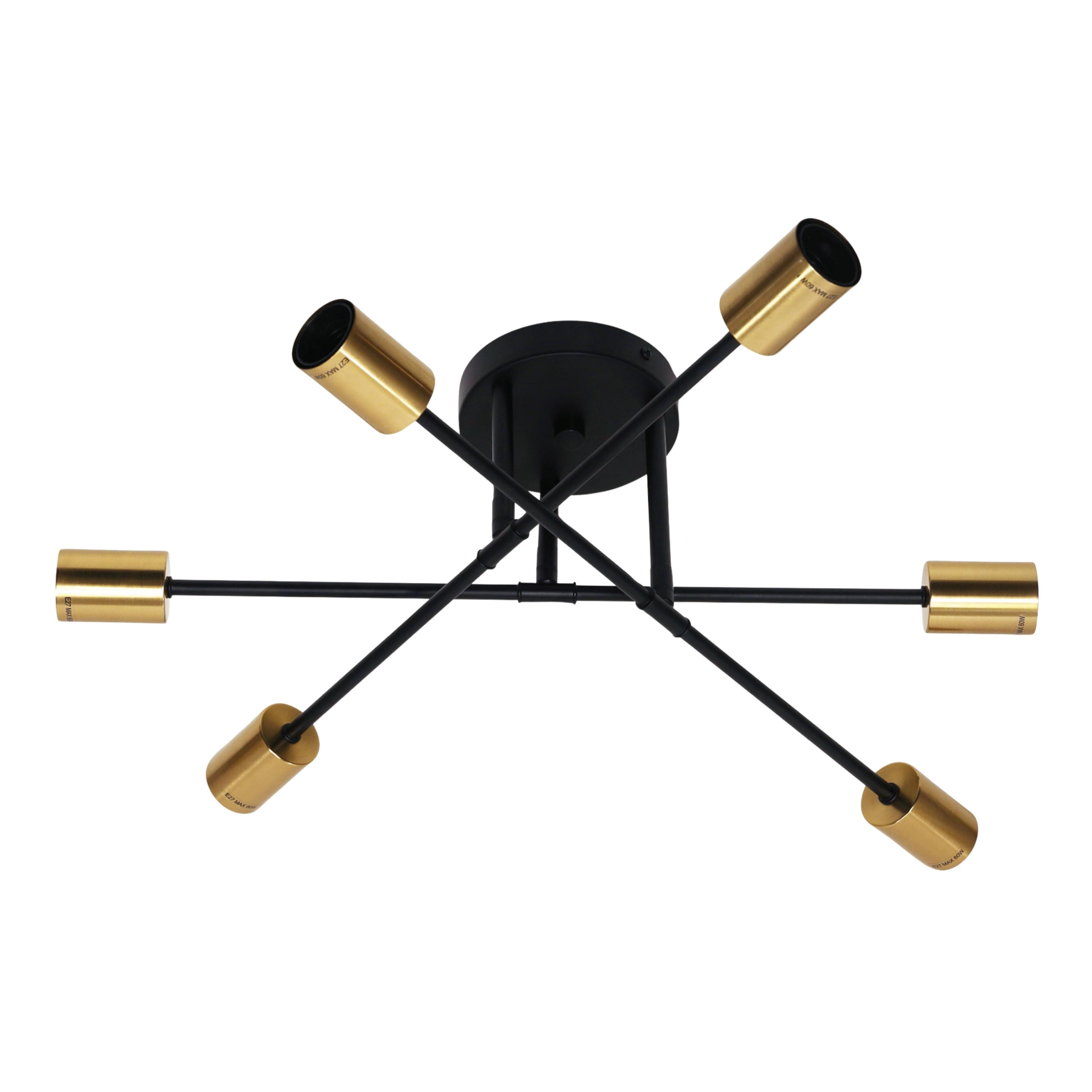 Marion 6 Light Black Brass Close to Ceiling Light
