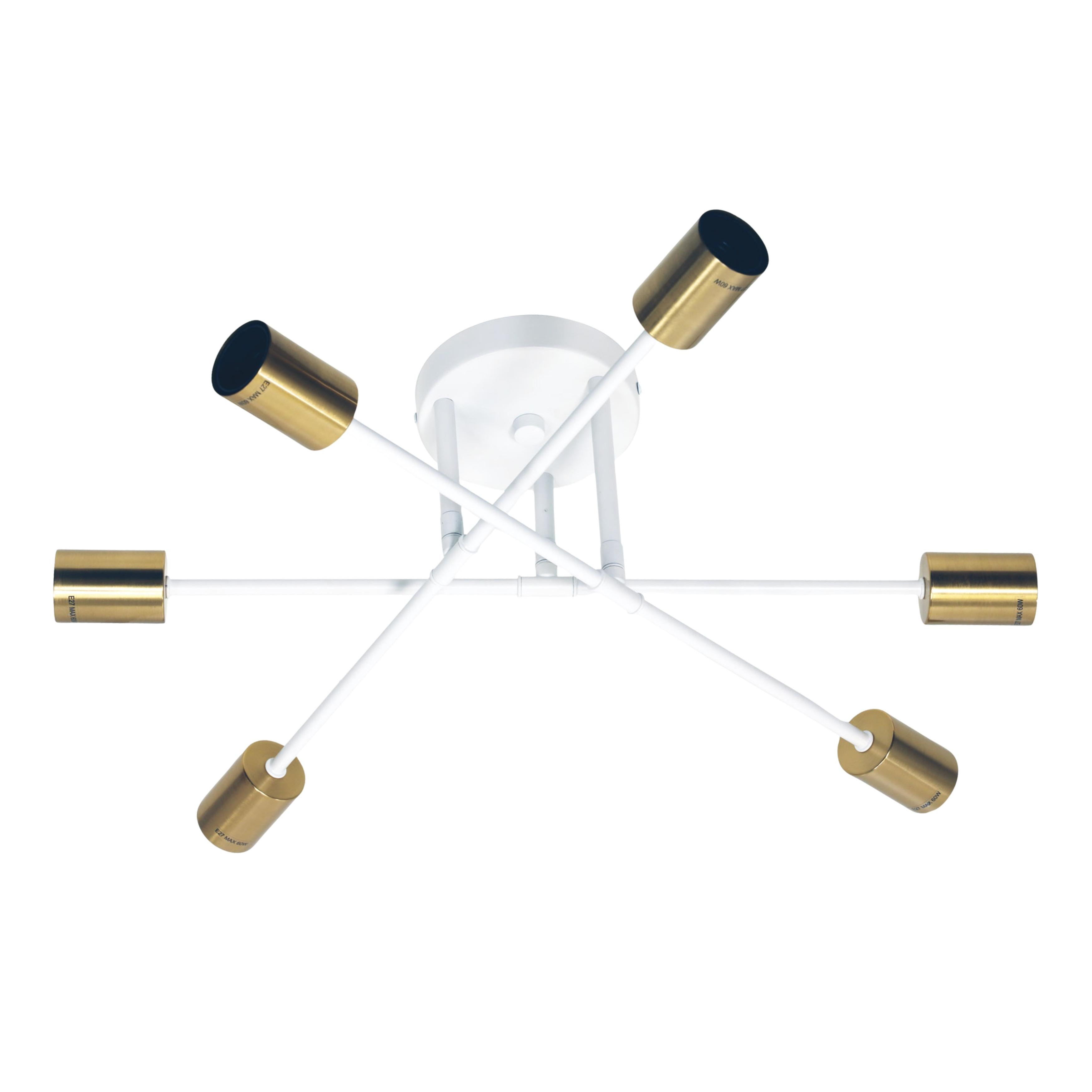 Marion 6 Light White Brass Close to Ceiling Light
