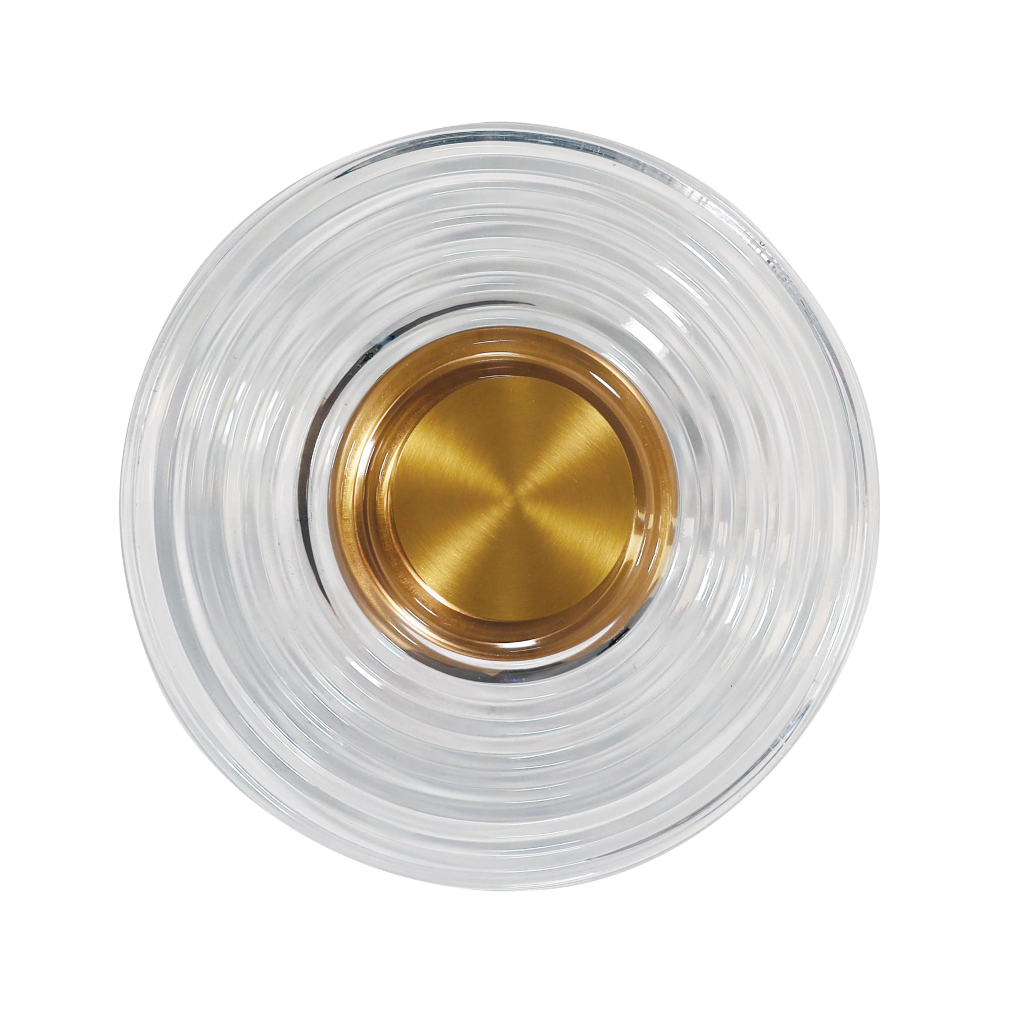 Pacol Circular Satin Brass Clear Glass 3CCT LED Wall Light