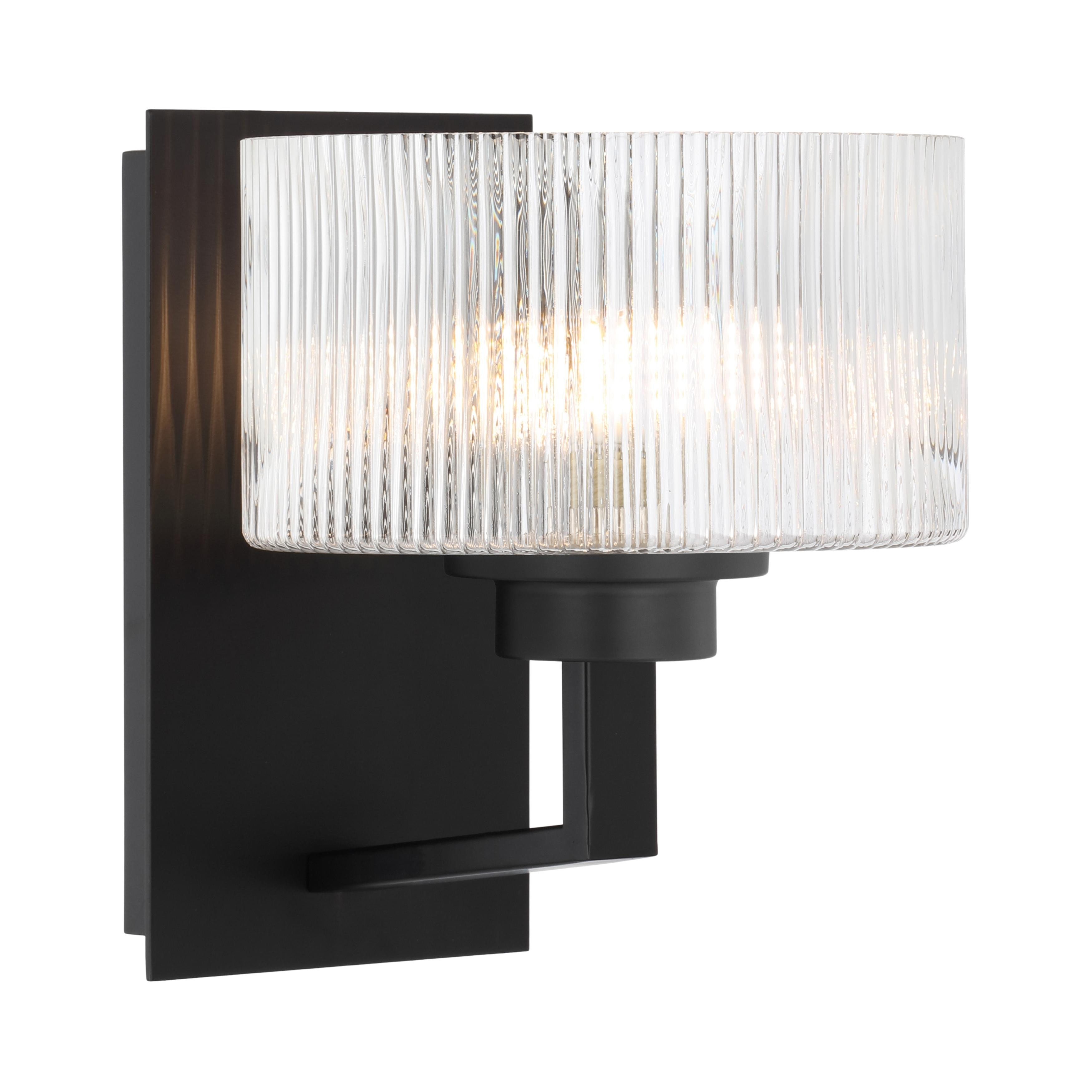 Mabini Matt Black Ribbed Glass Wall Light