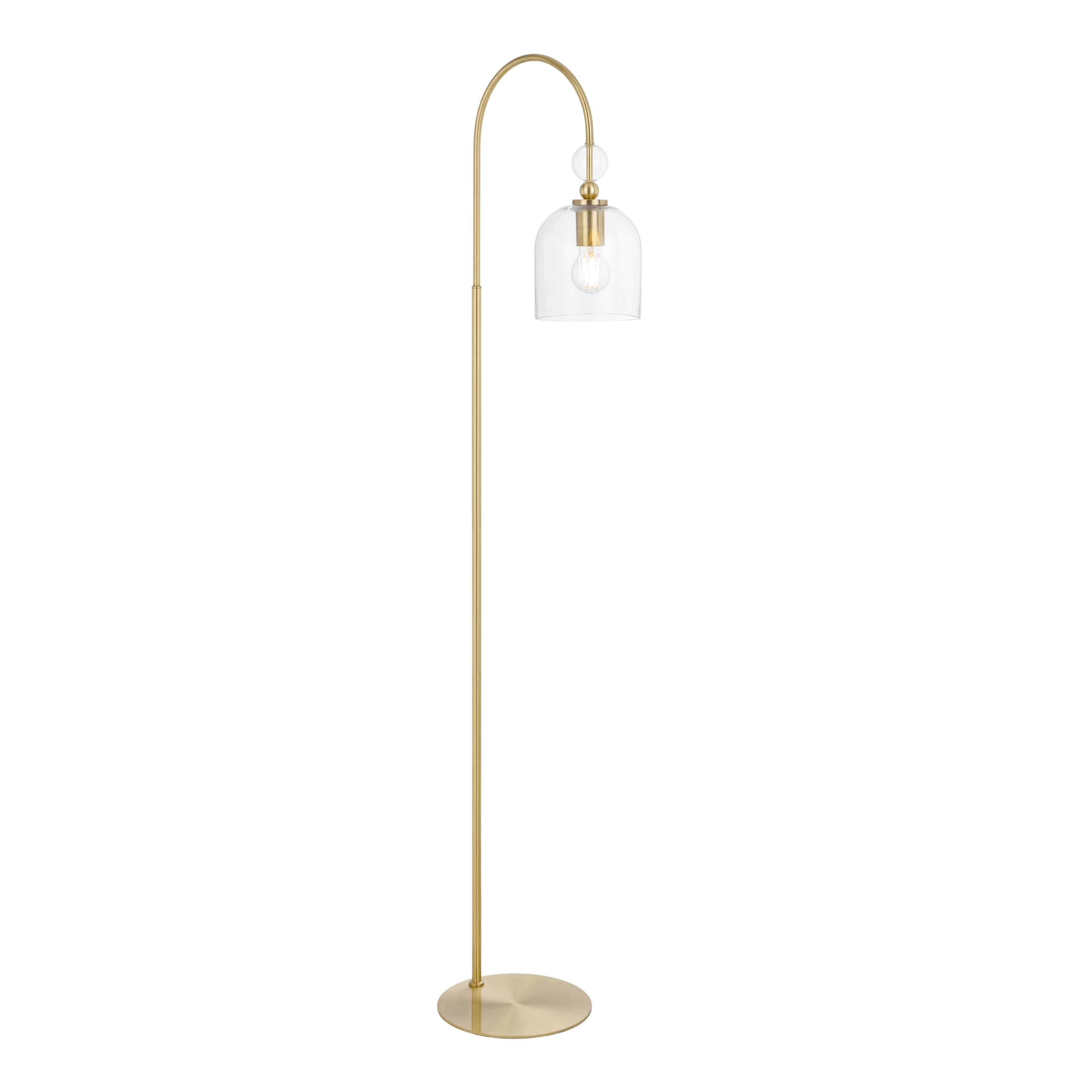 Rafai Clear Glass Bell Shade Brass Floor Lamp