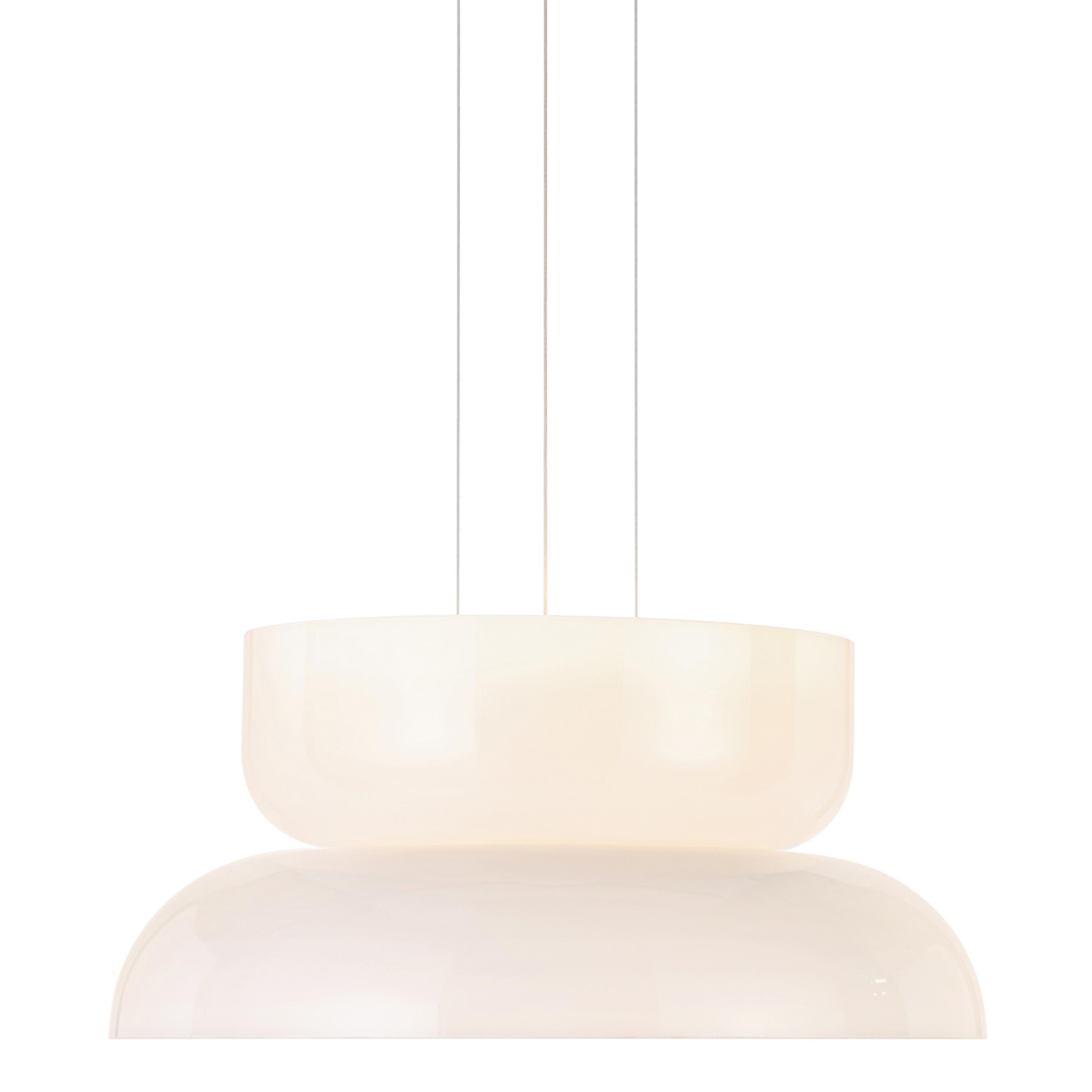 Sagama Opal White Double Glass Wide Bell Dome Pendant
