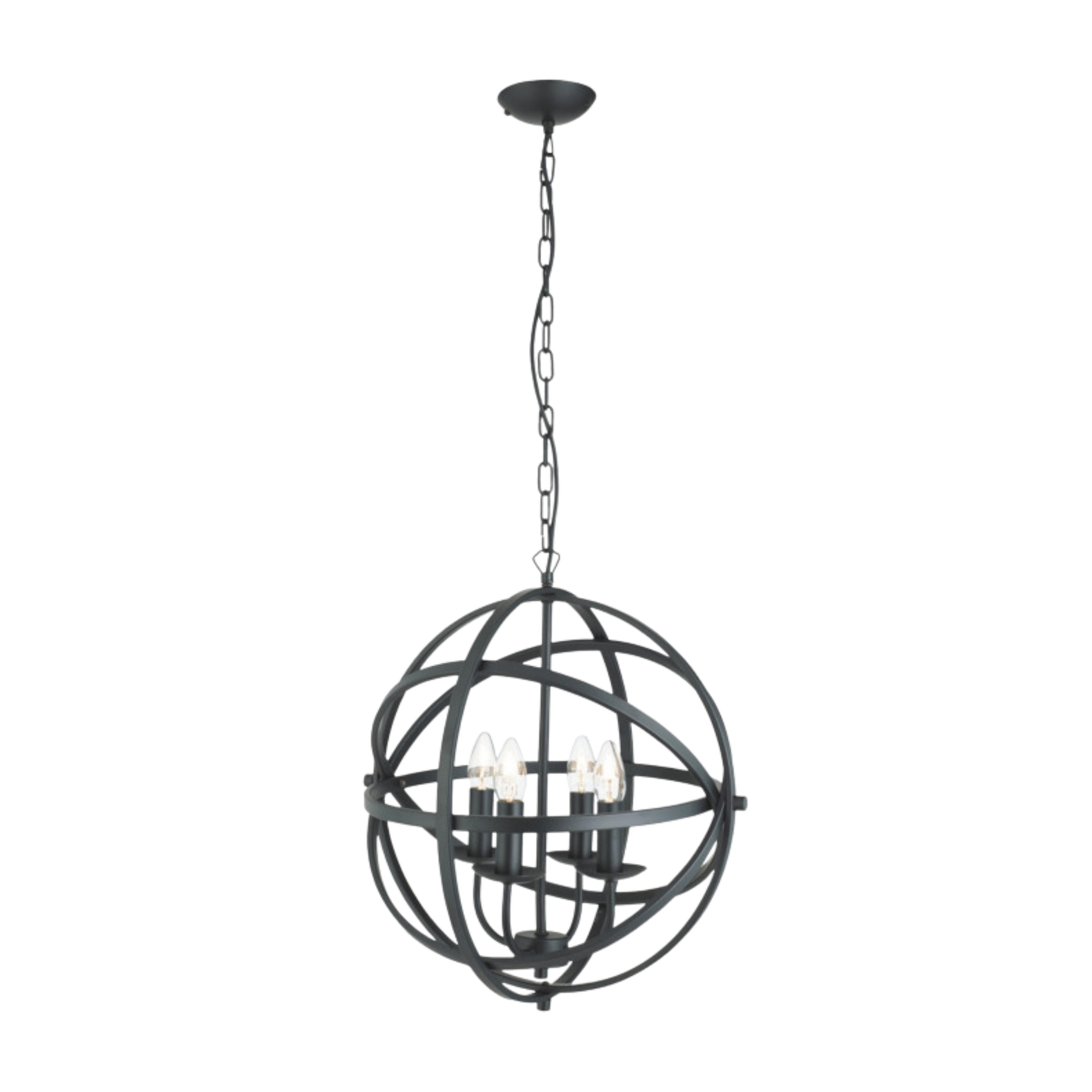 Amor 4 Light Round Black Metalwork Pendant