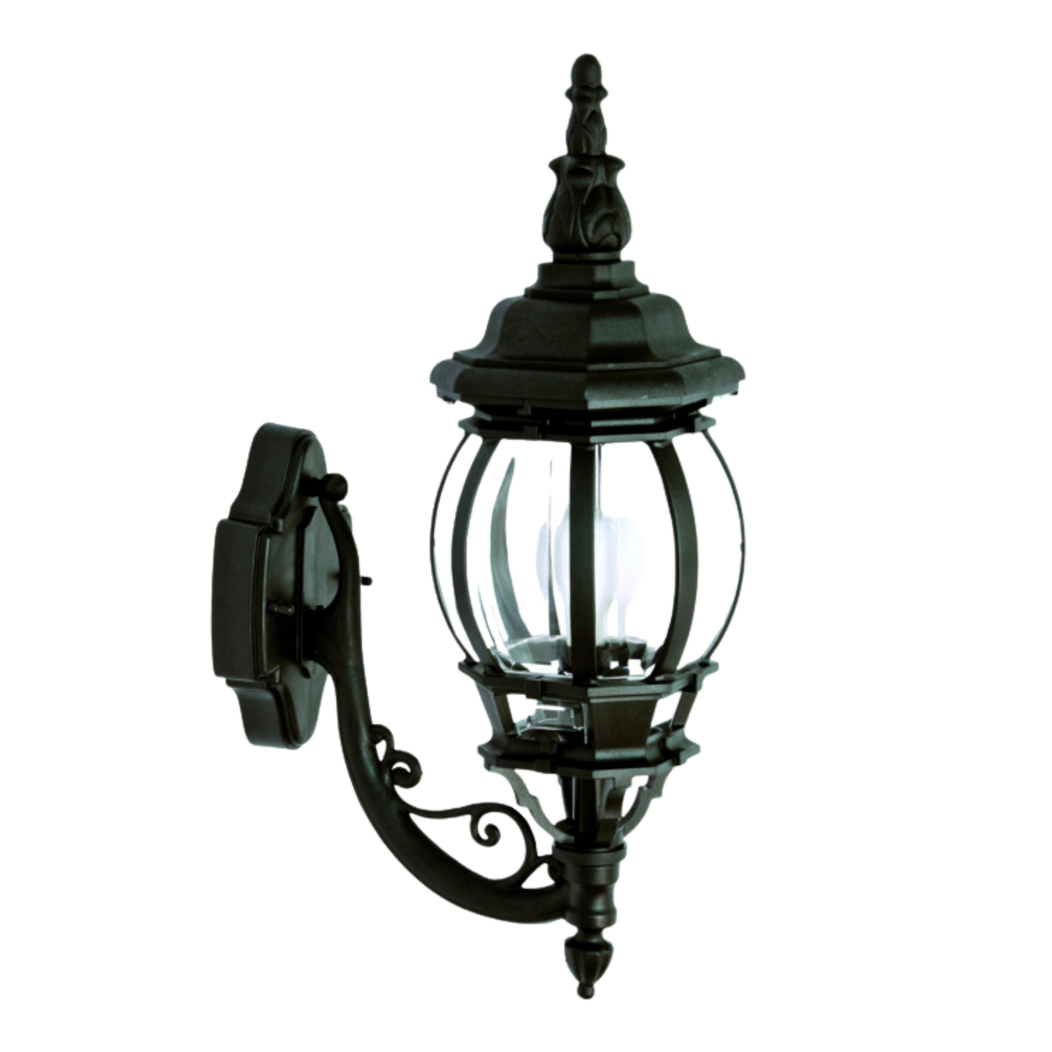Avellino Jet Black Traditional Lantern Wall Light