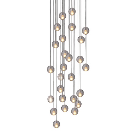 Space Bubble Spherical Clear Glass 26 Light LED Cluster Chandelier