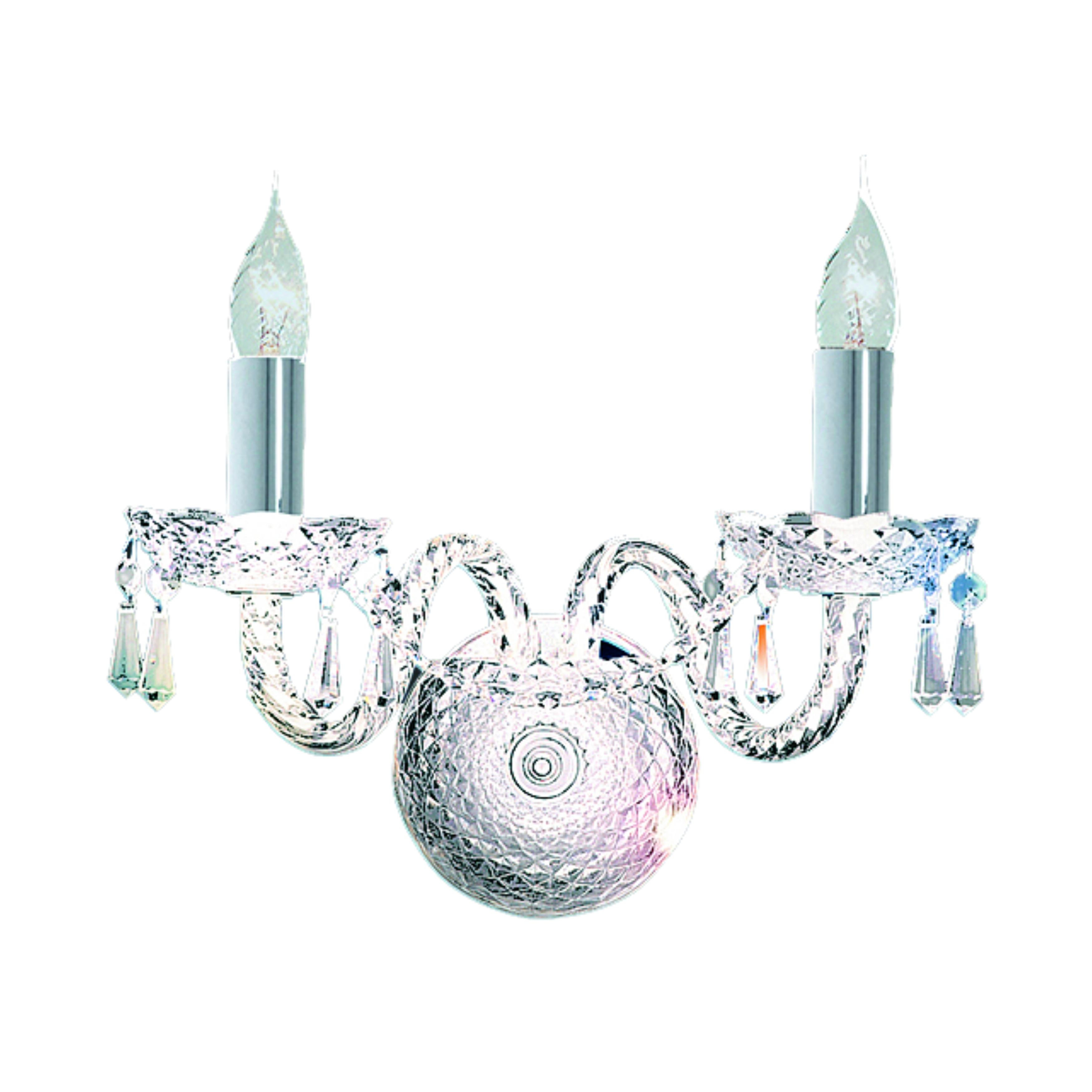 Hale Twin Light Strass Crystal Traditional Chrome Wall Lamp