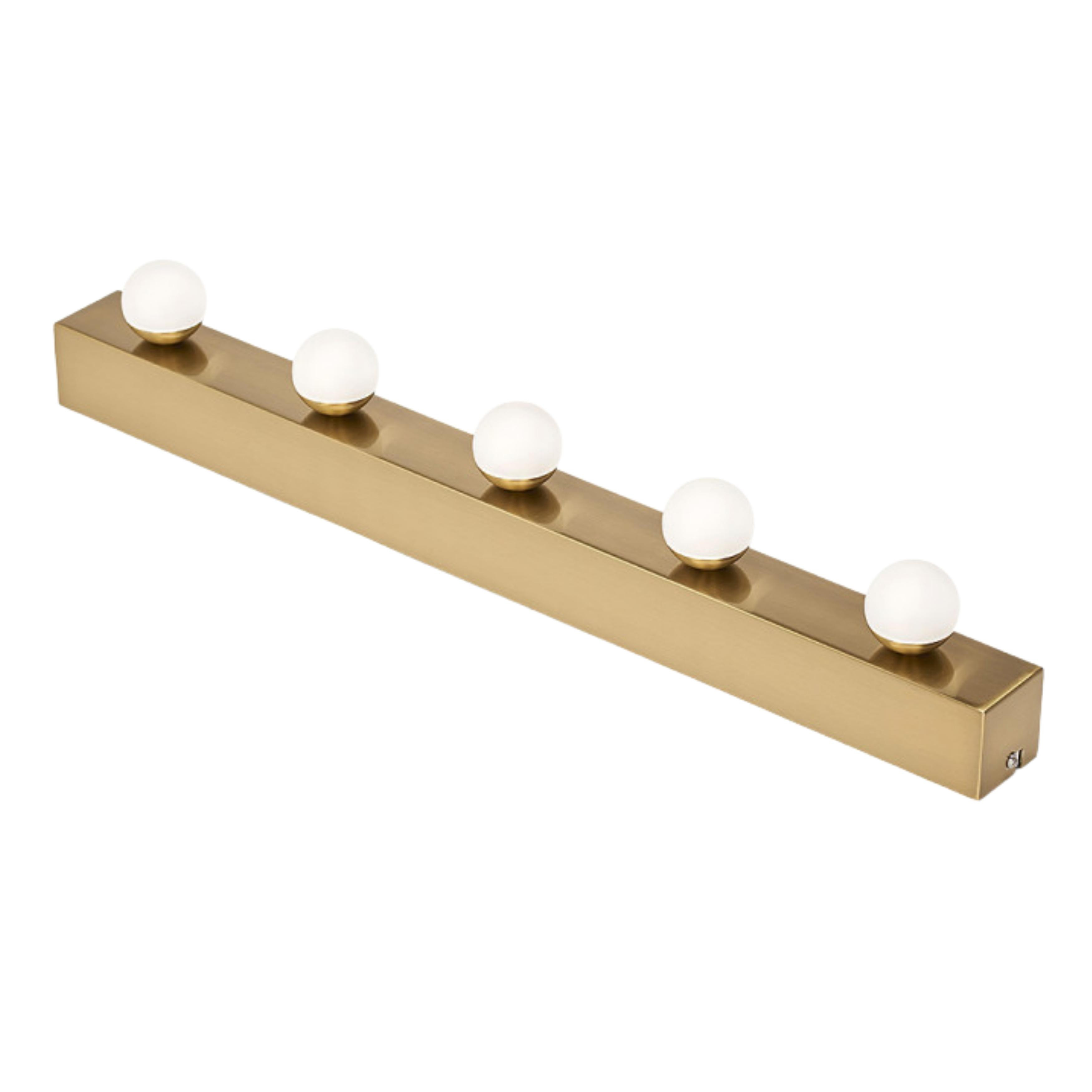 Hollywood 5 Light Brass Vanity Bar Wall Light
