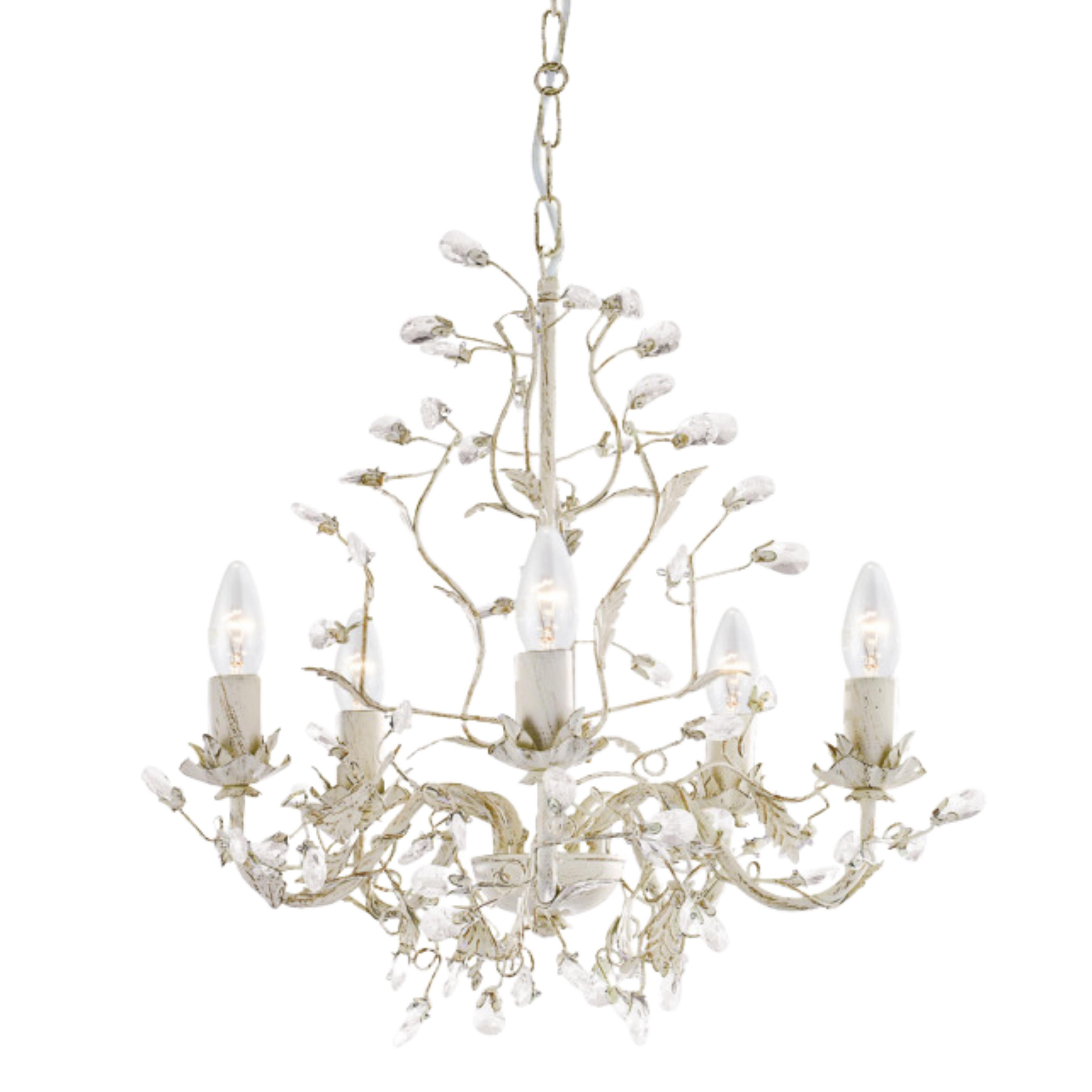 Jasmine 5 Light Cream Crystal Chandelier