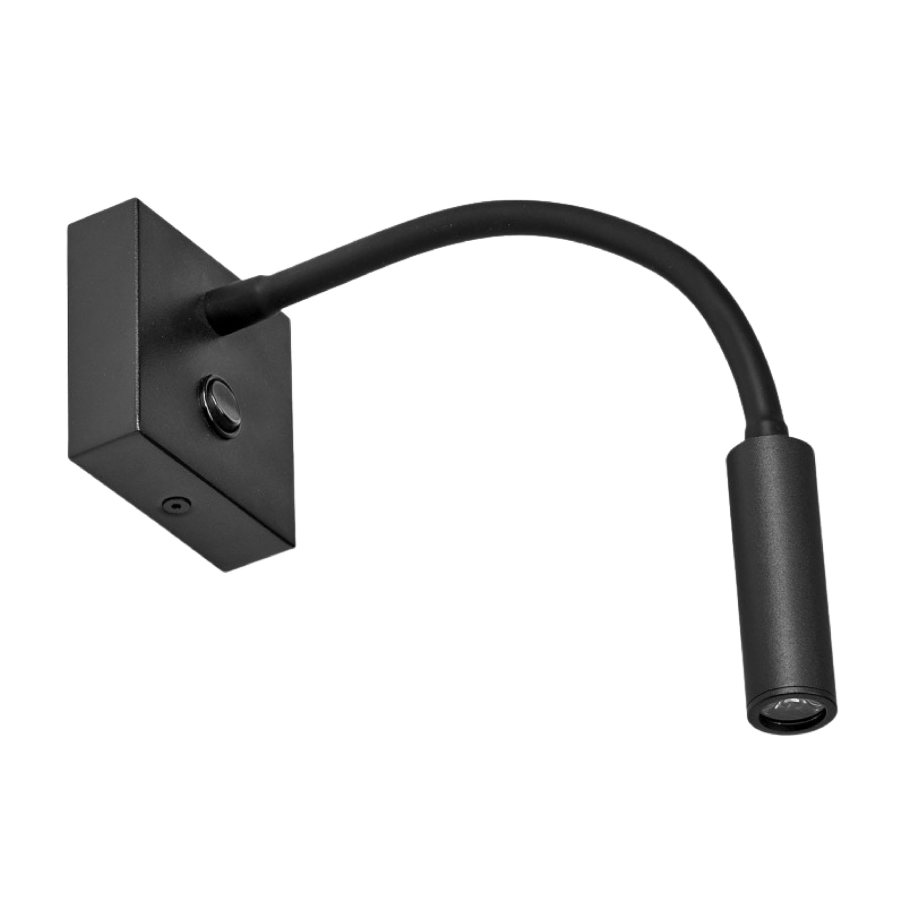 Kiyo Flexi Adjustable Black Spot Wall Light with Switch